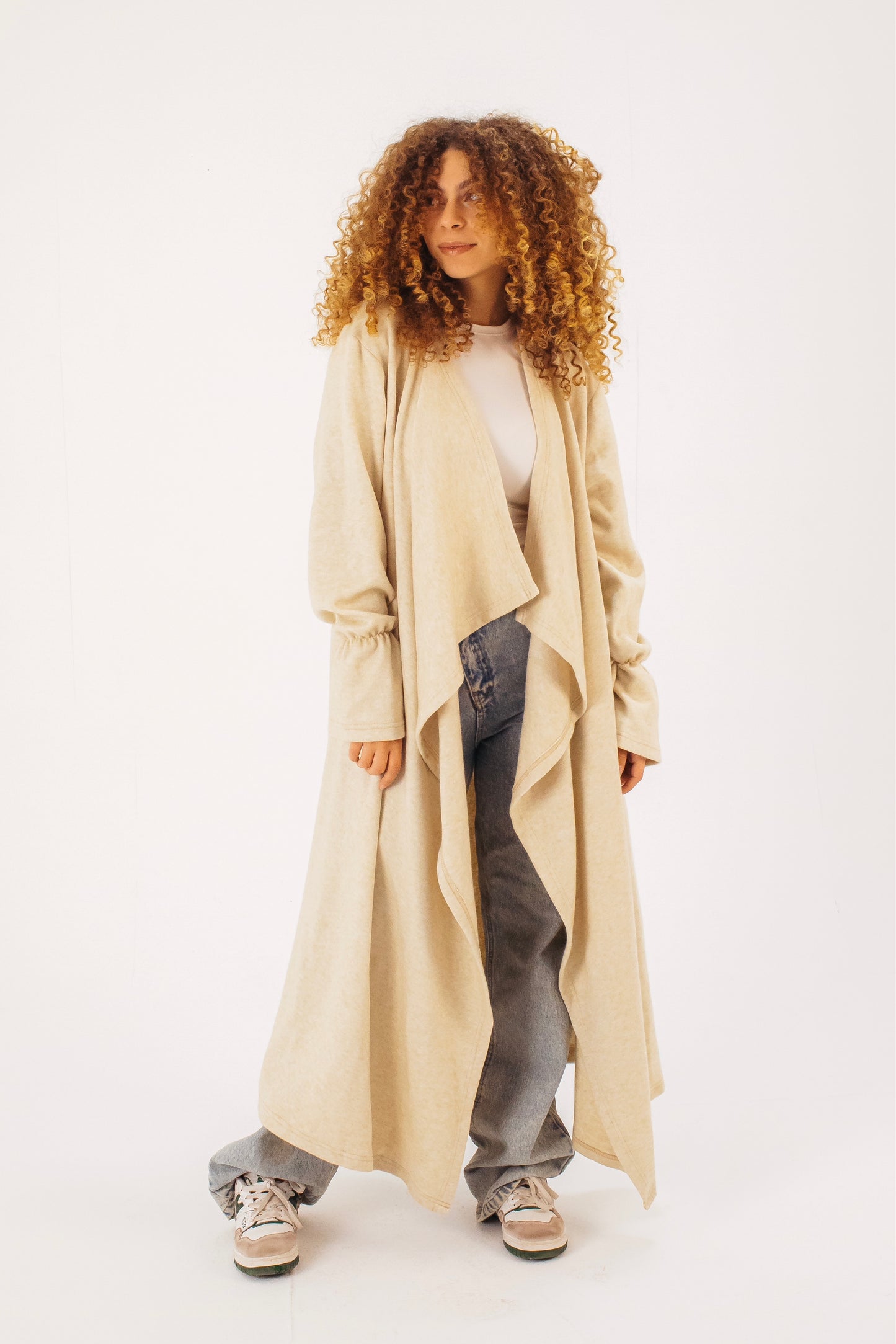 Flowy Beige Coat Cardigan