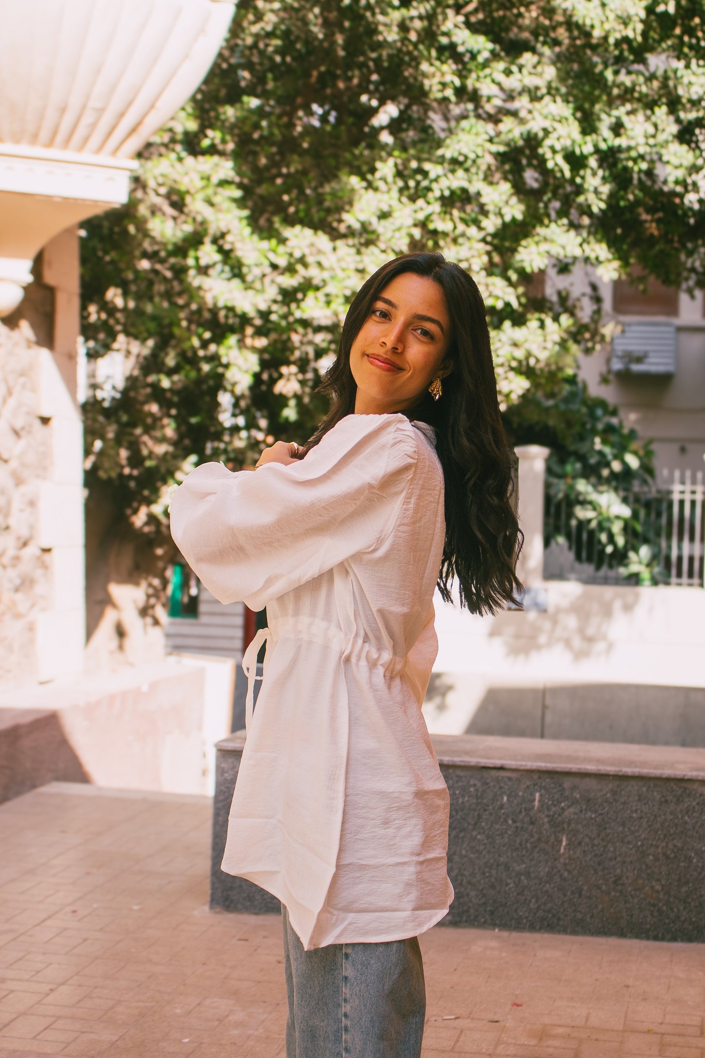 Off white Front tie Asymmetric Top
