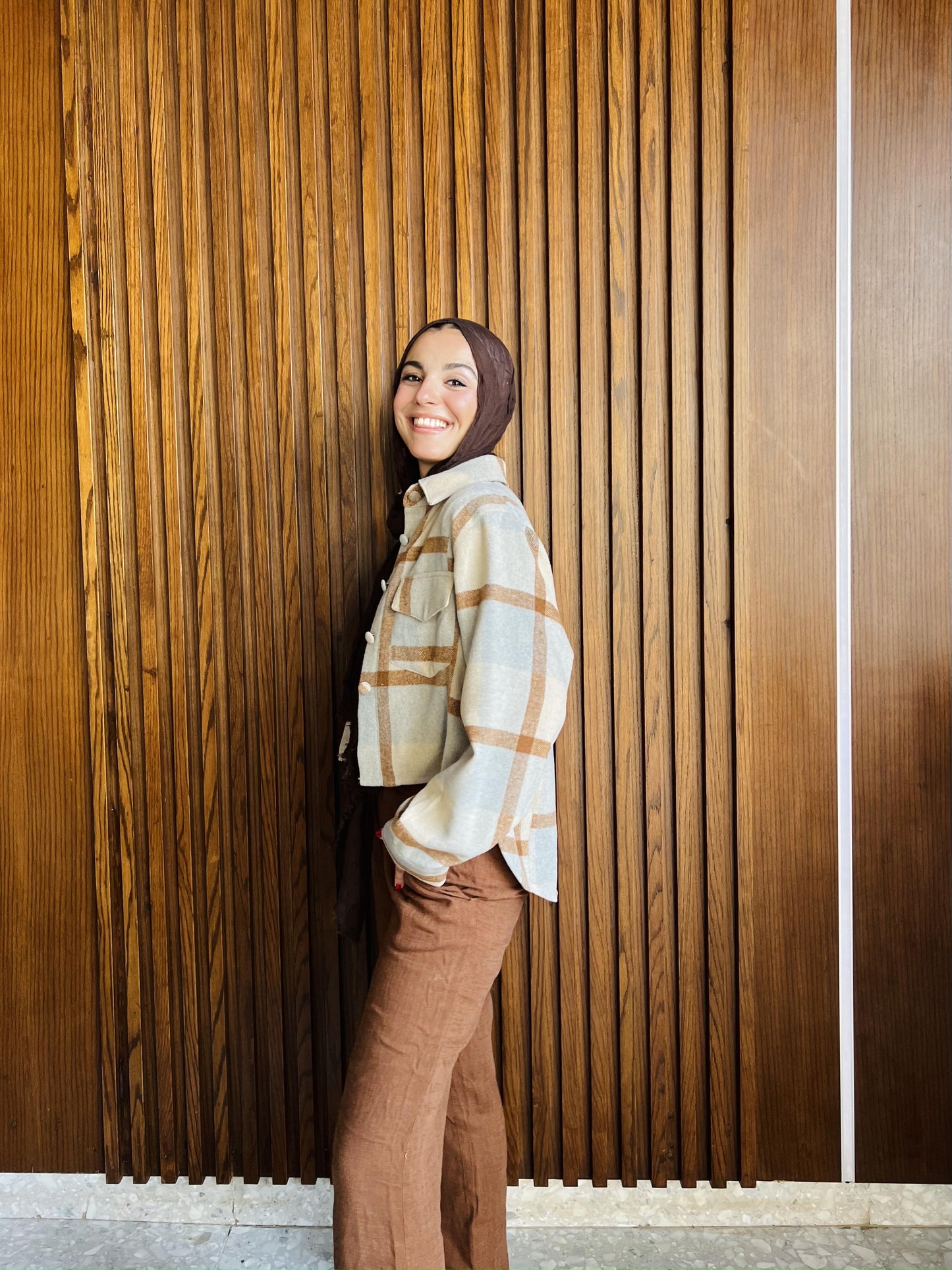 High-low Brown Plaid Shirt