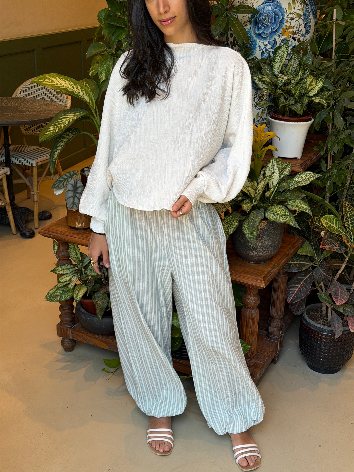 Ballon olive stripes pants