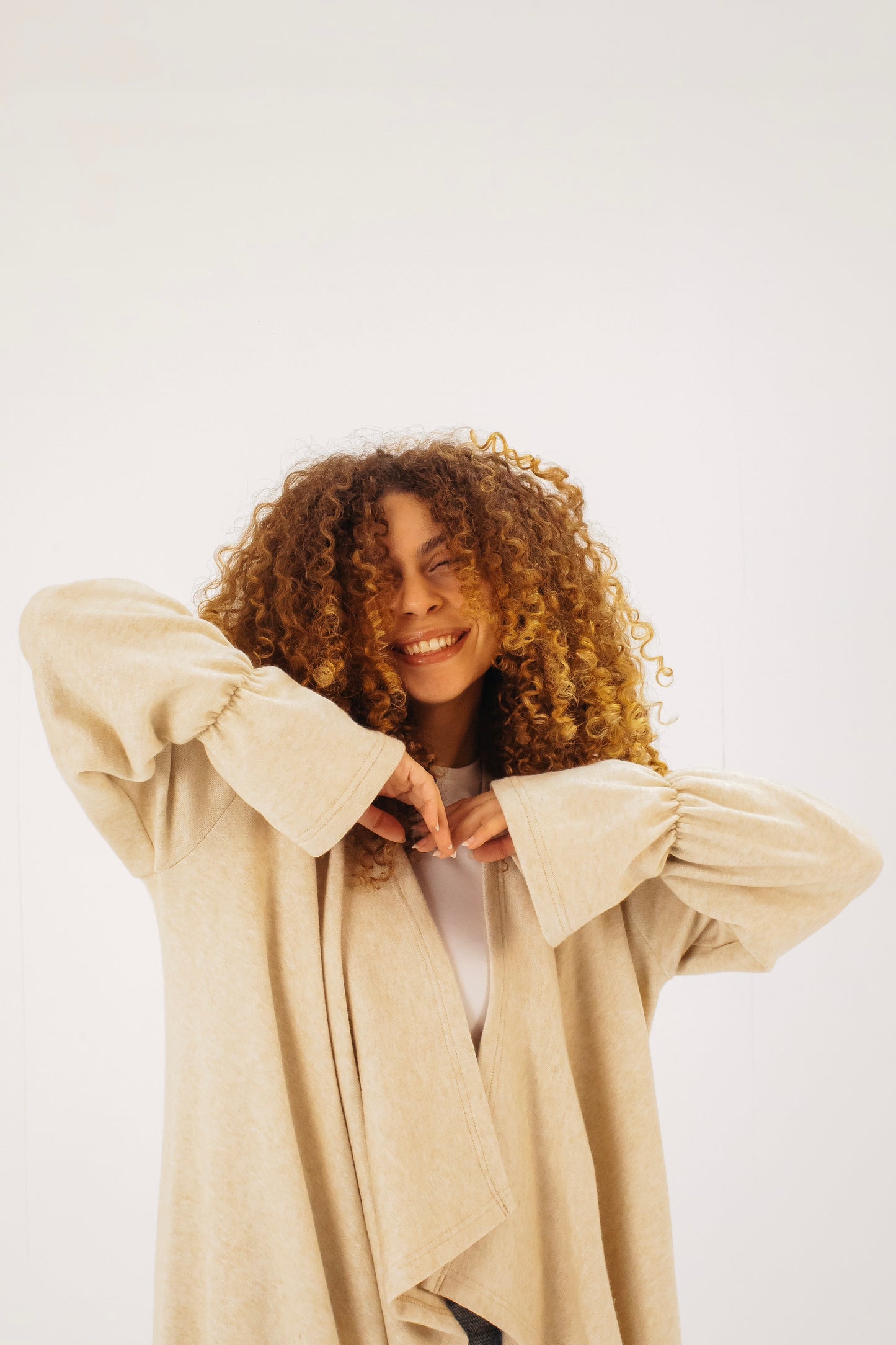 Flowy Beige Coat Cardigan