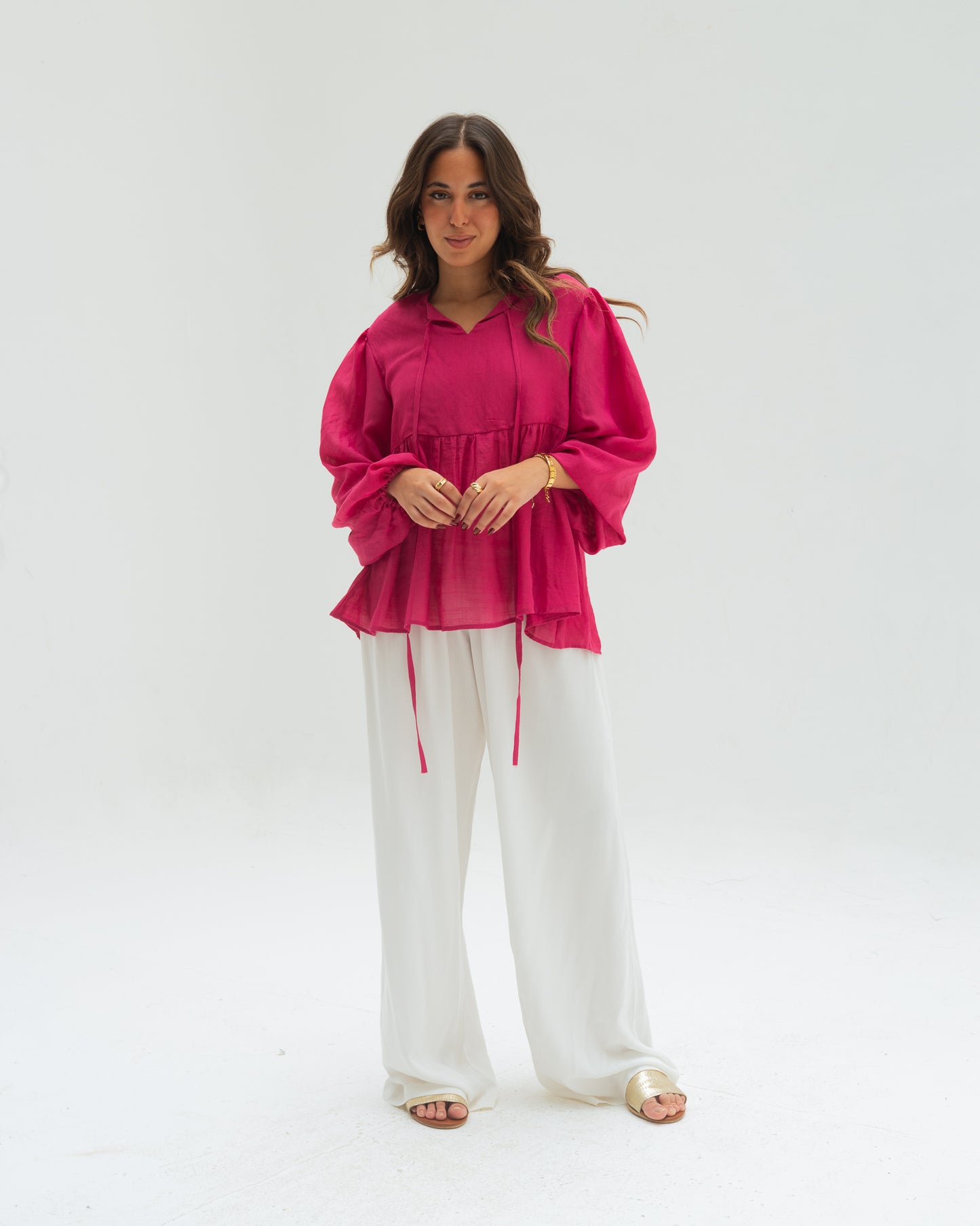 Fuchsia ruffles blouse