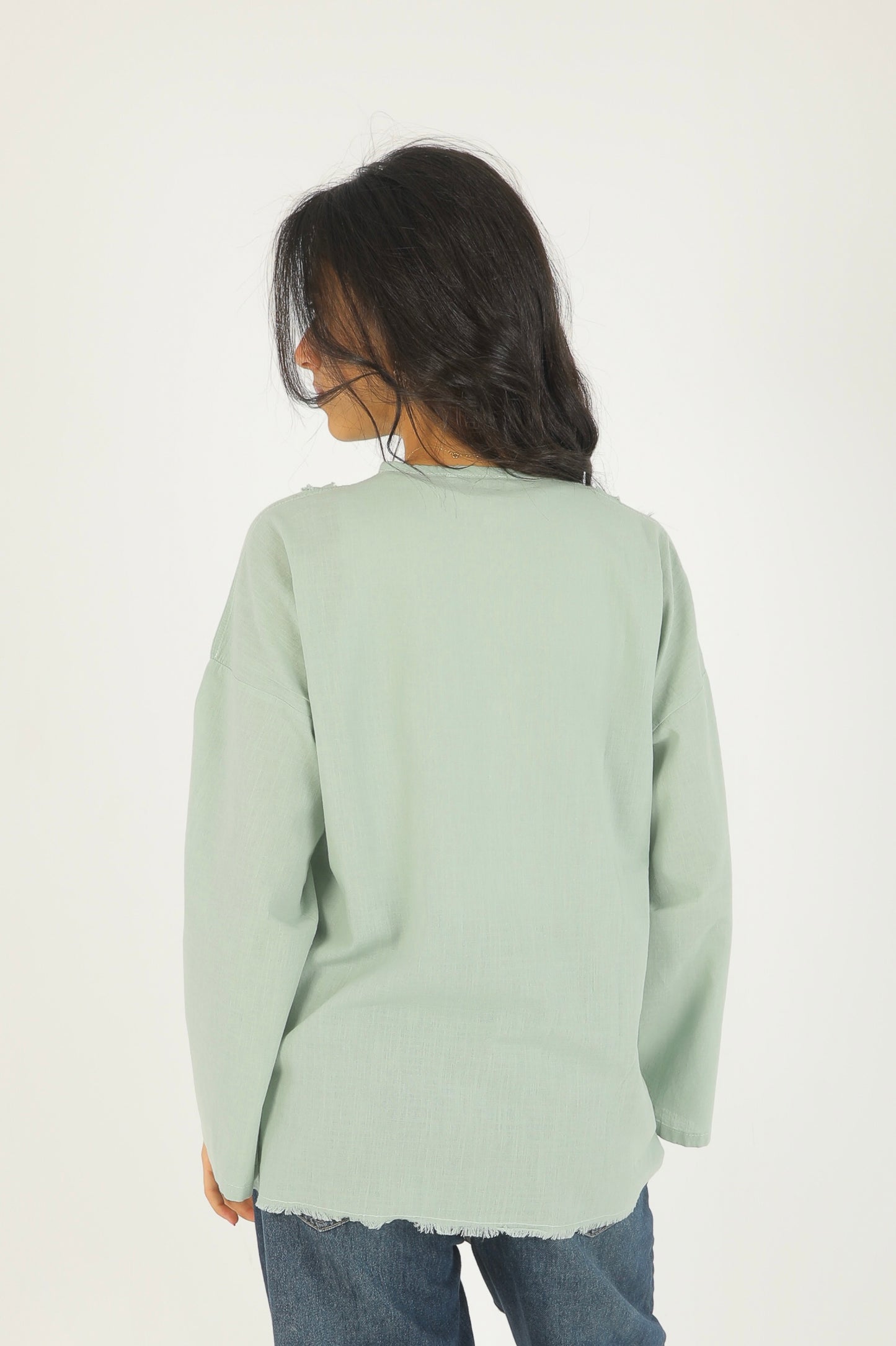 Boho Mint Linen top