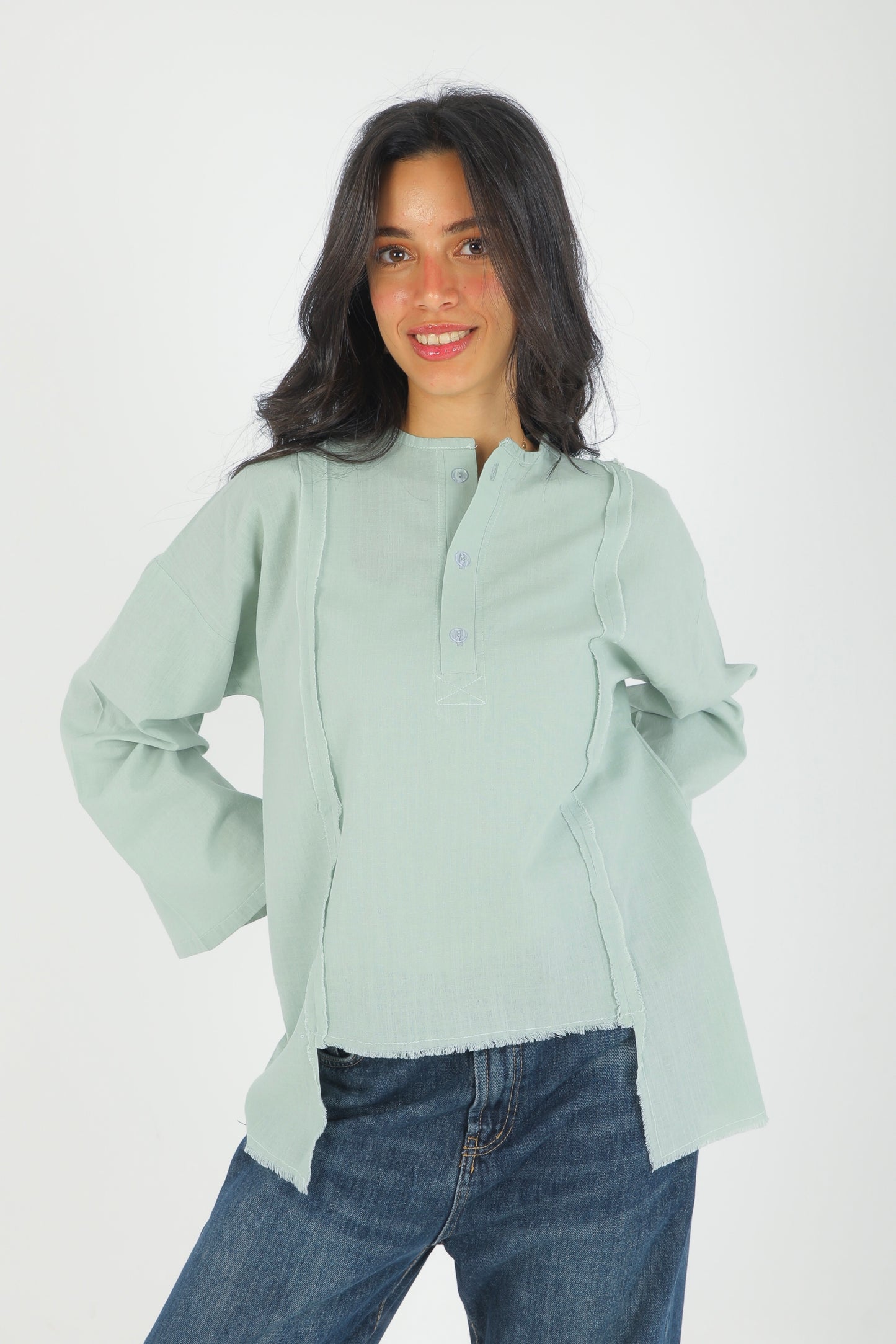 Boho Mint Linen top