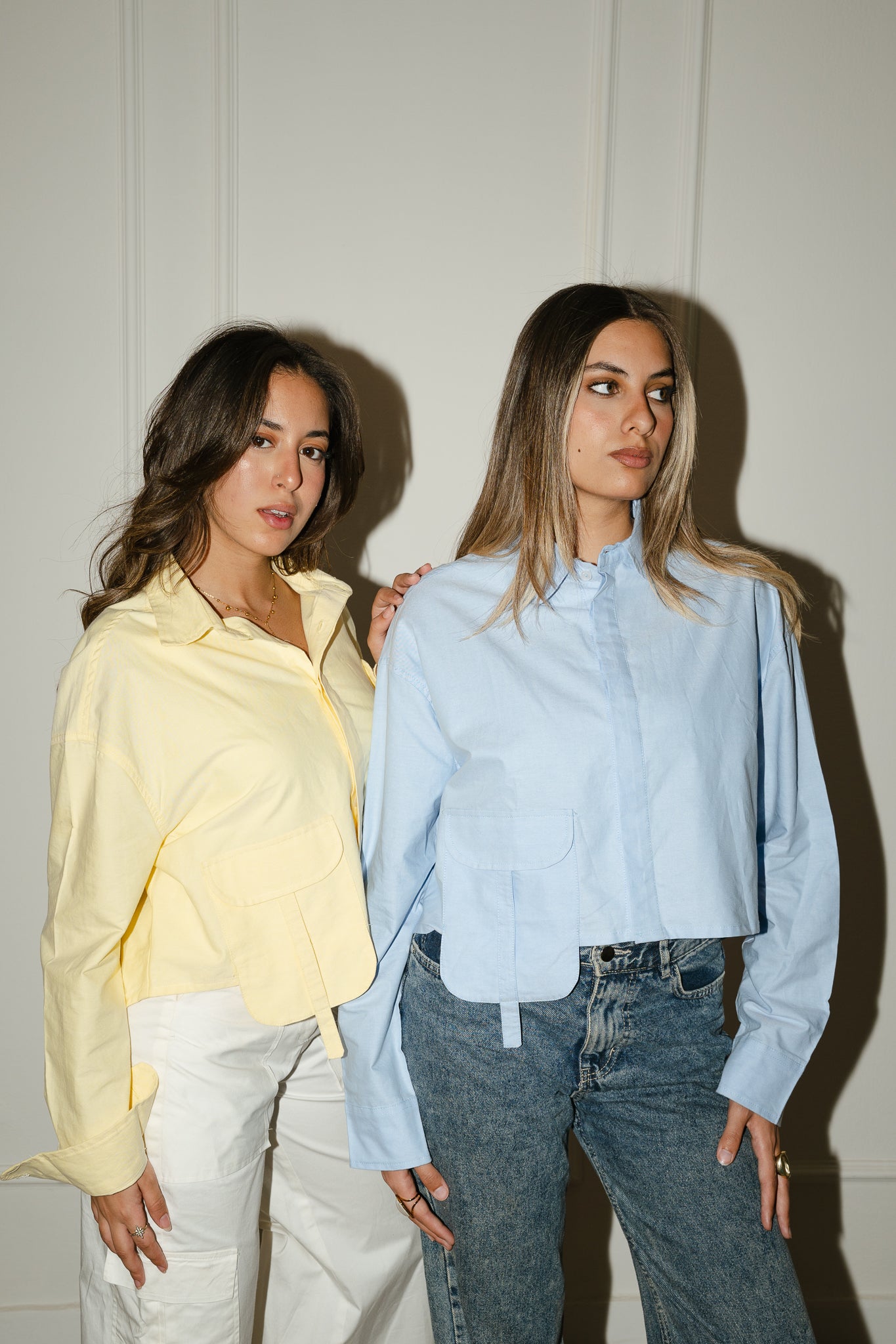 Butter yellow cropped oxford shirt
