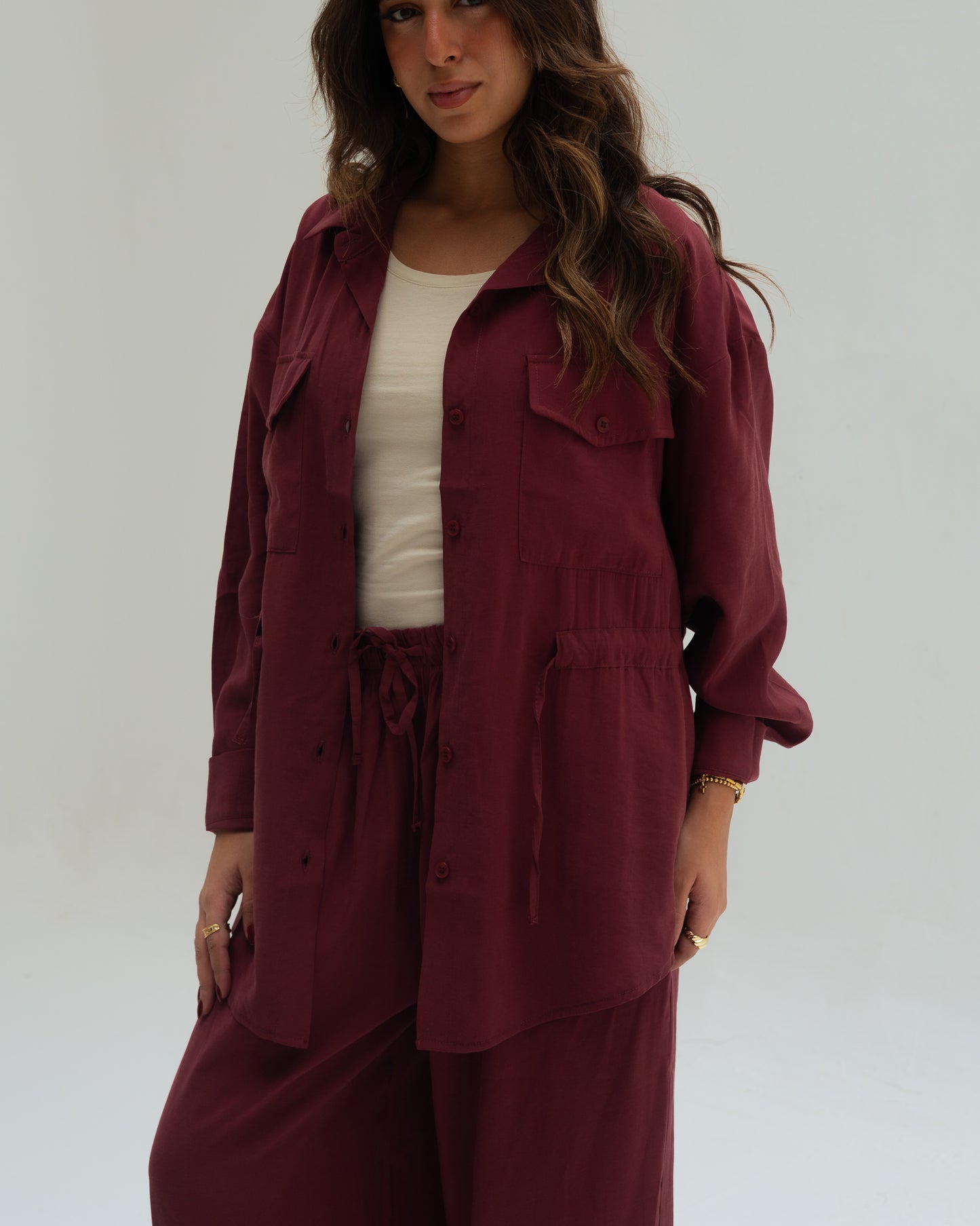 Burgundy Shirt set