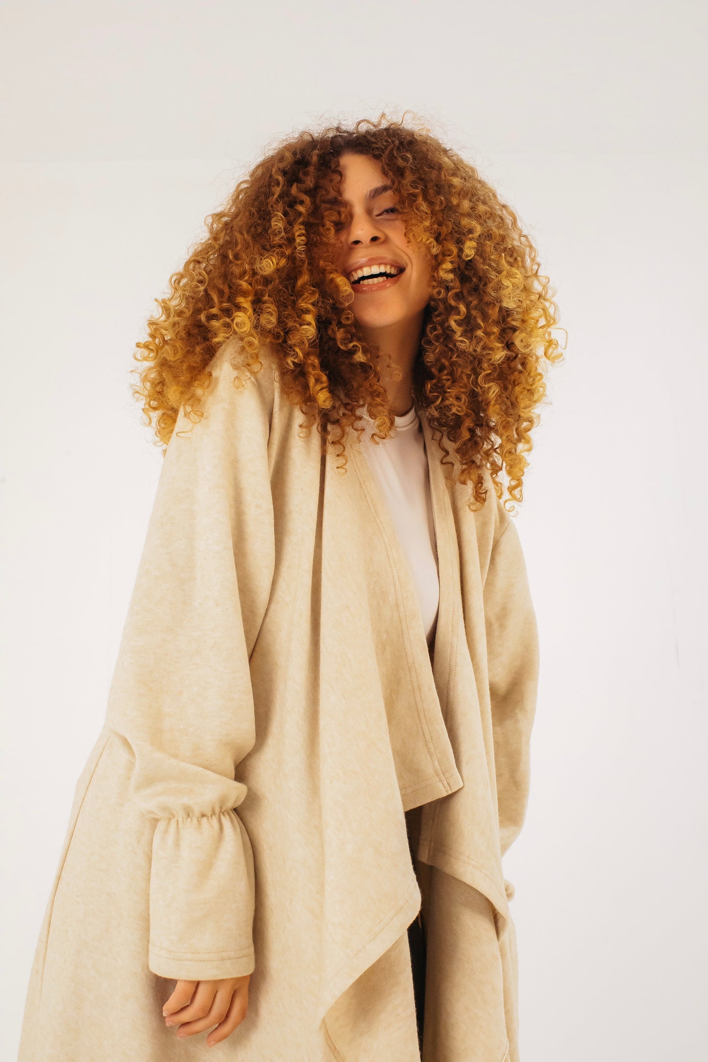 Flowy Beige Coat Cardigan