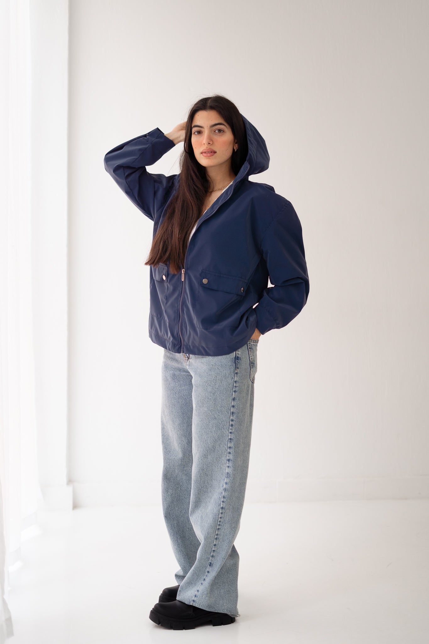 Navy Waterproof leather Jacket
