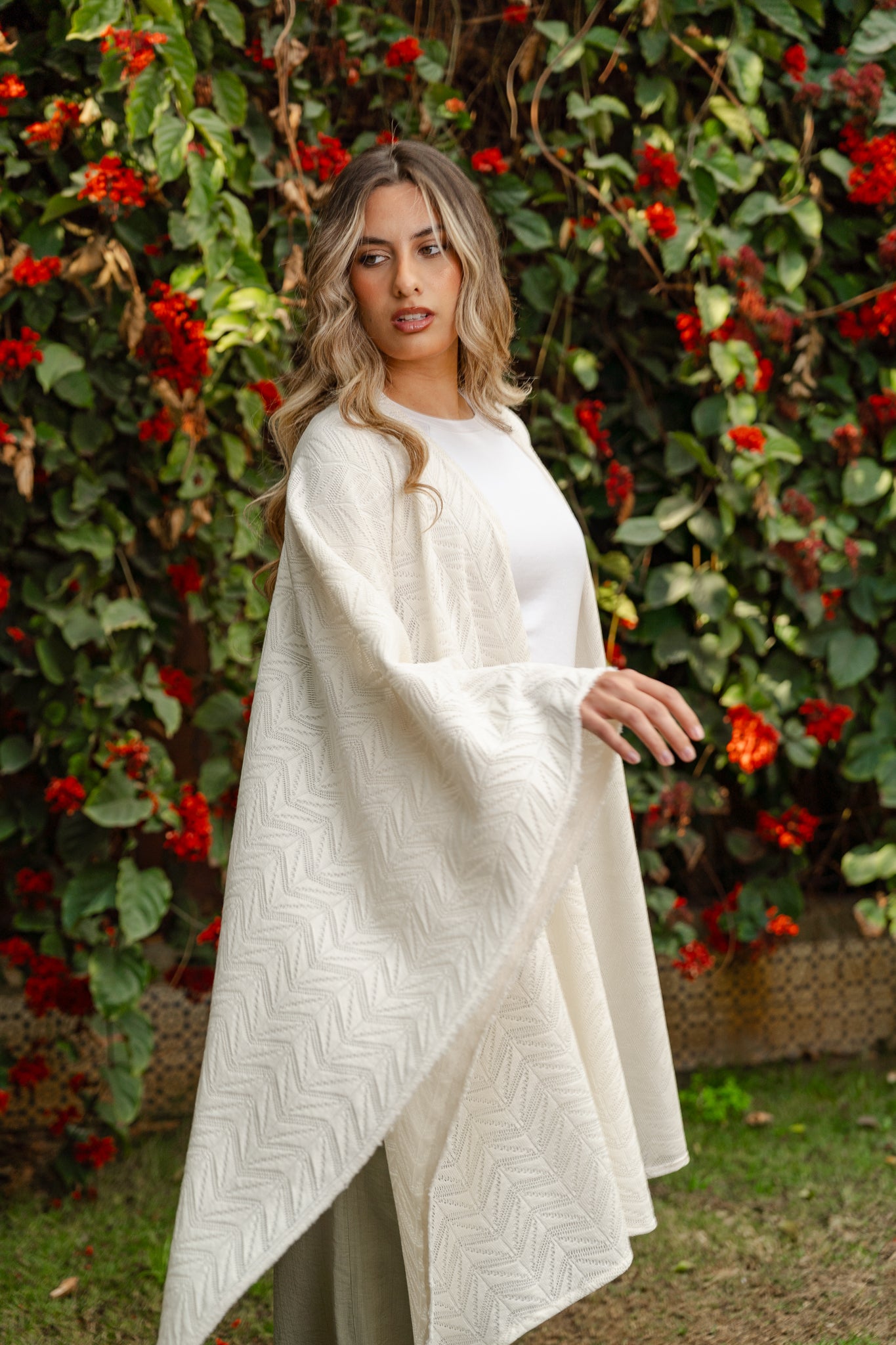 Off white Cardigan shawl