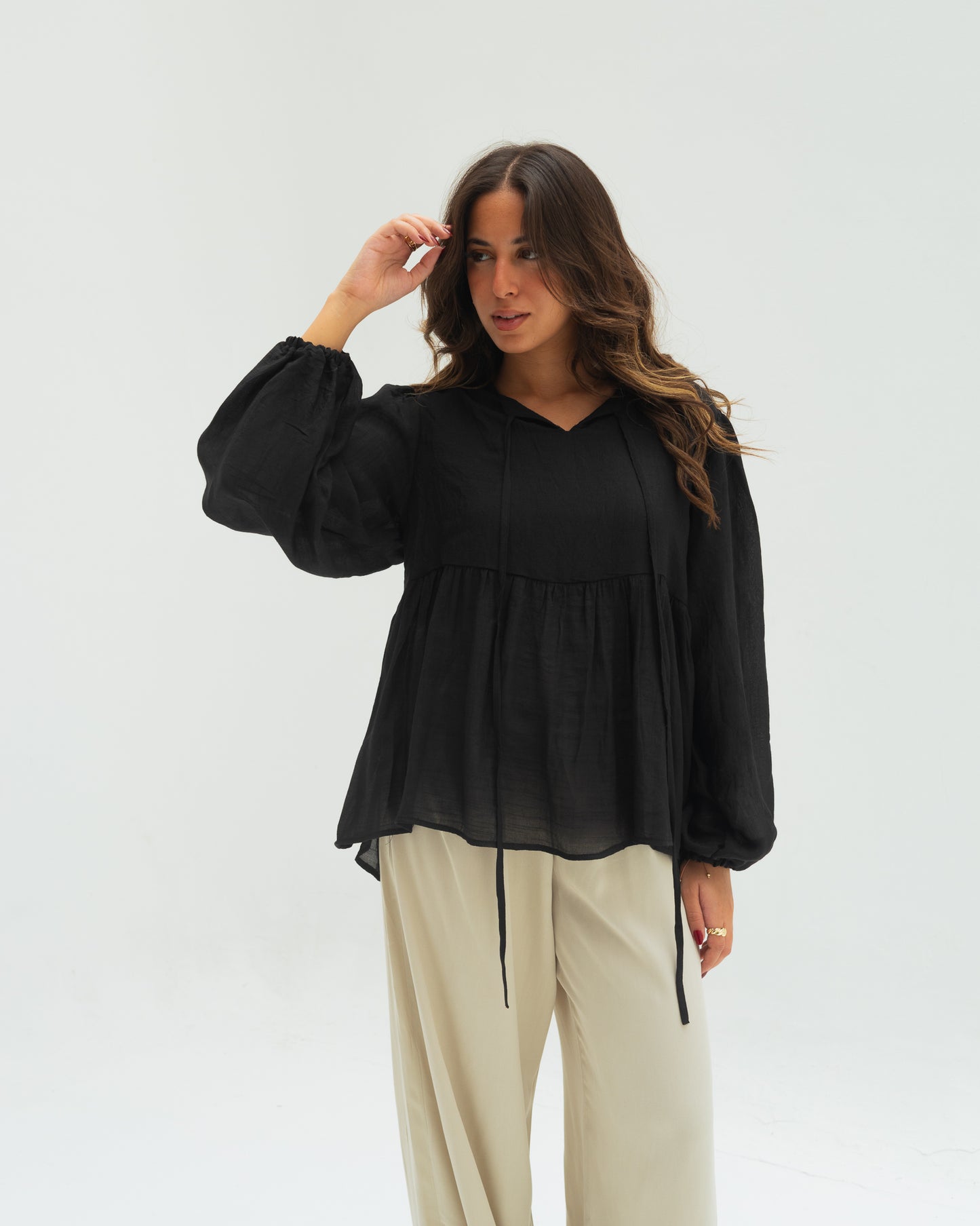 Black ruffles blouse