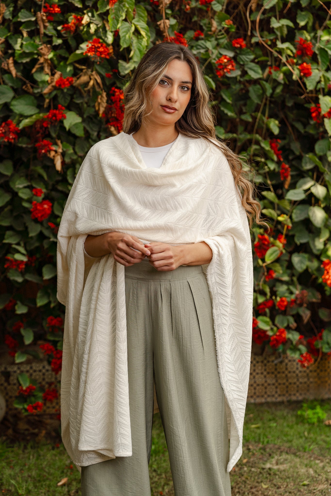 Off white Cardigan shawl