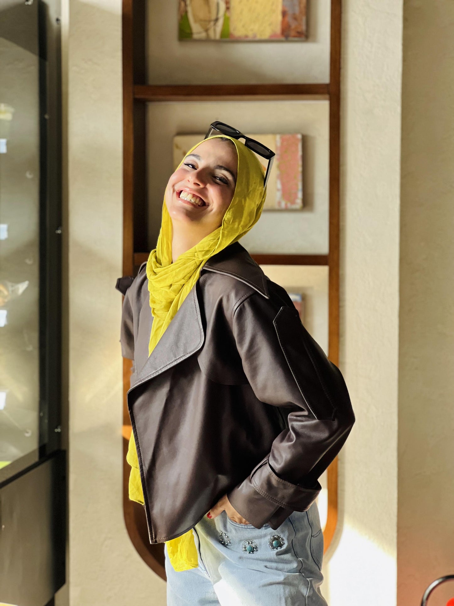 On the Fly Cocoa Leather Cropped Jacket