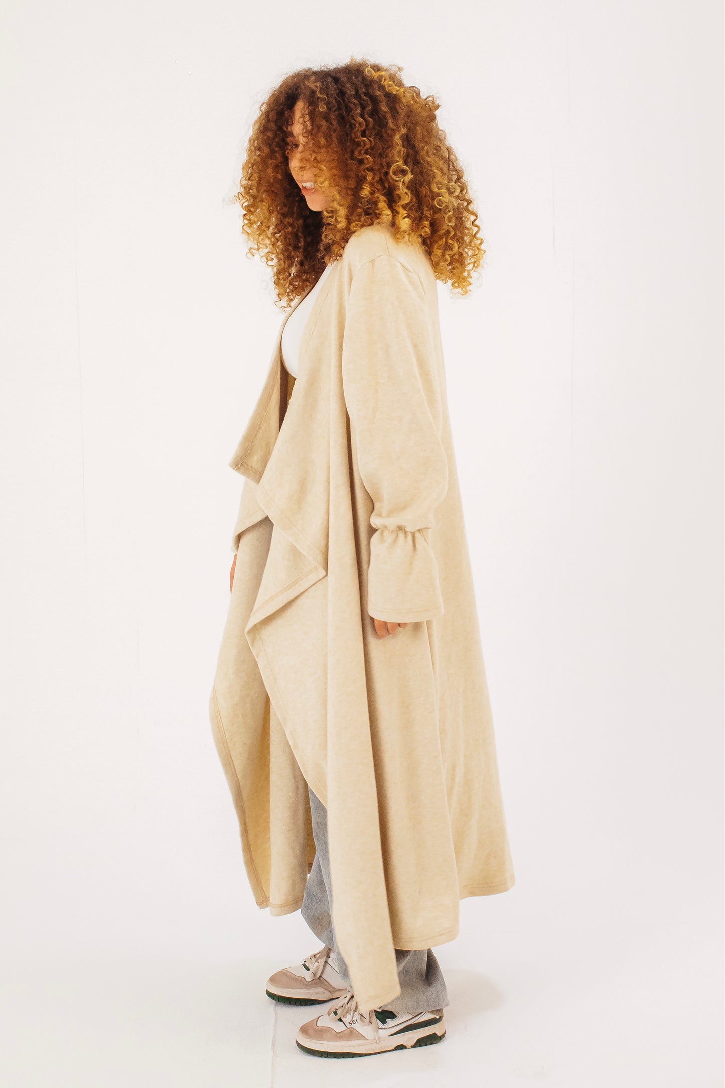 Flowy Beige Coat Cardigan