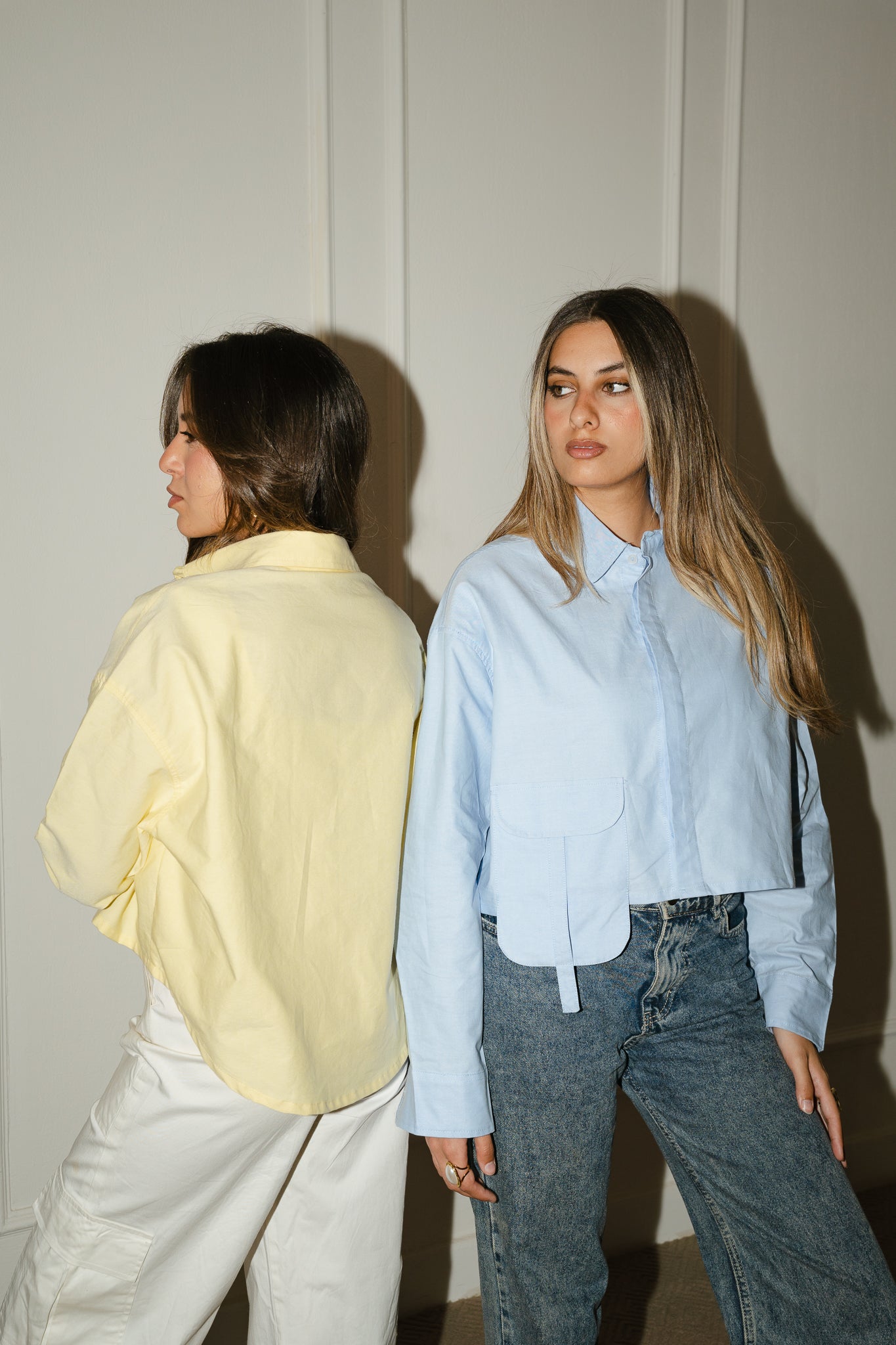 Baby blue cropped oxford shirt