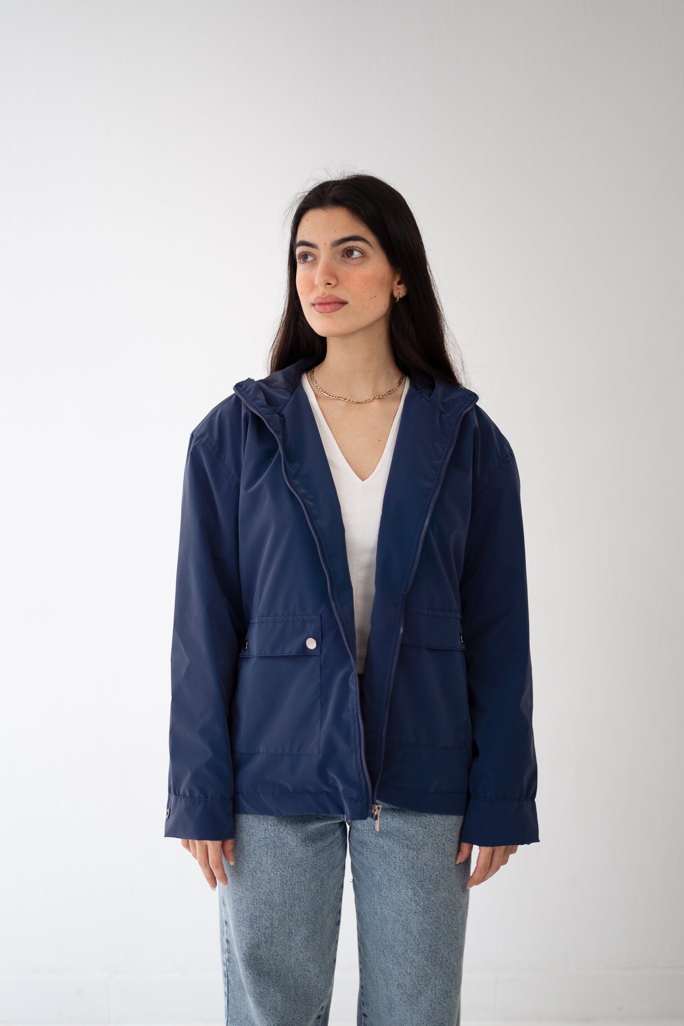 Navy Waterproof leather Jacket