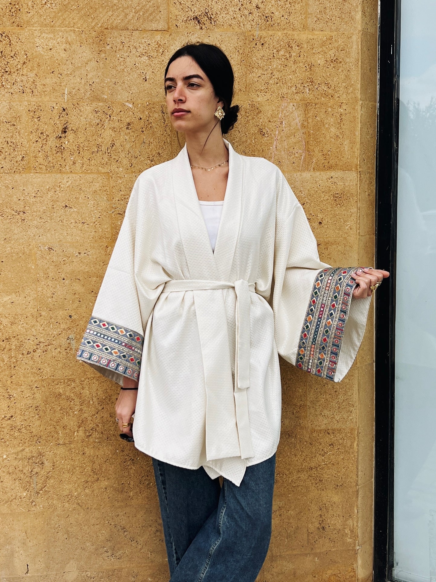 Ayla Belted Kaftan in gray