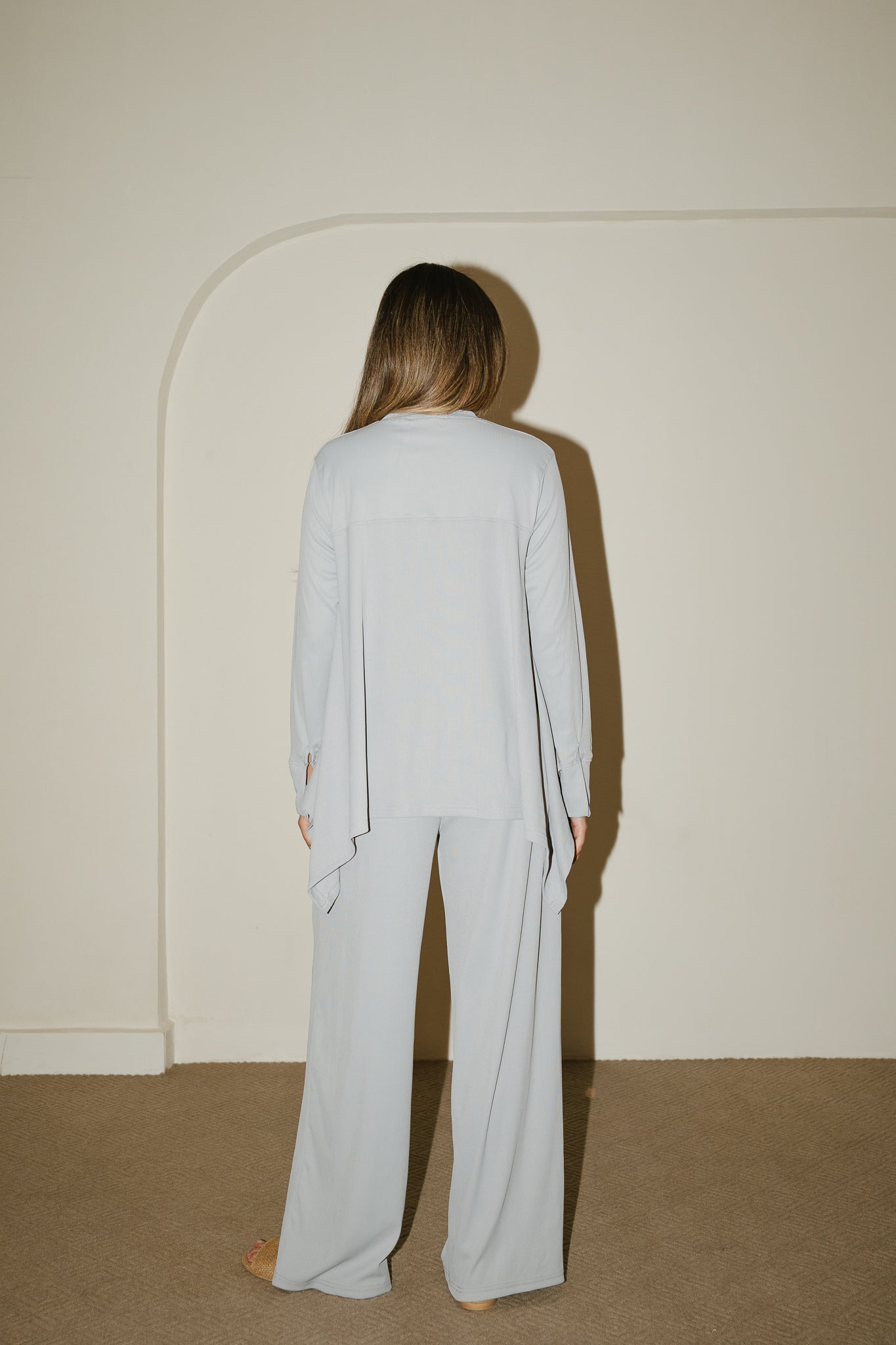 Gray Flowy ribbed set