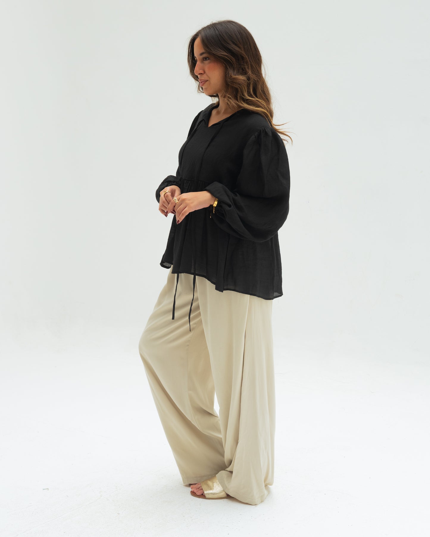 Black ruffles blouse