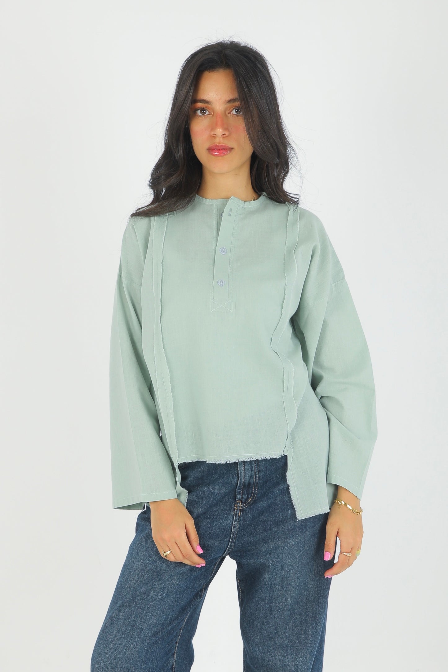 Boho Mint Linen top