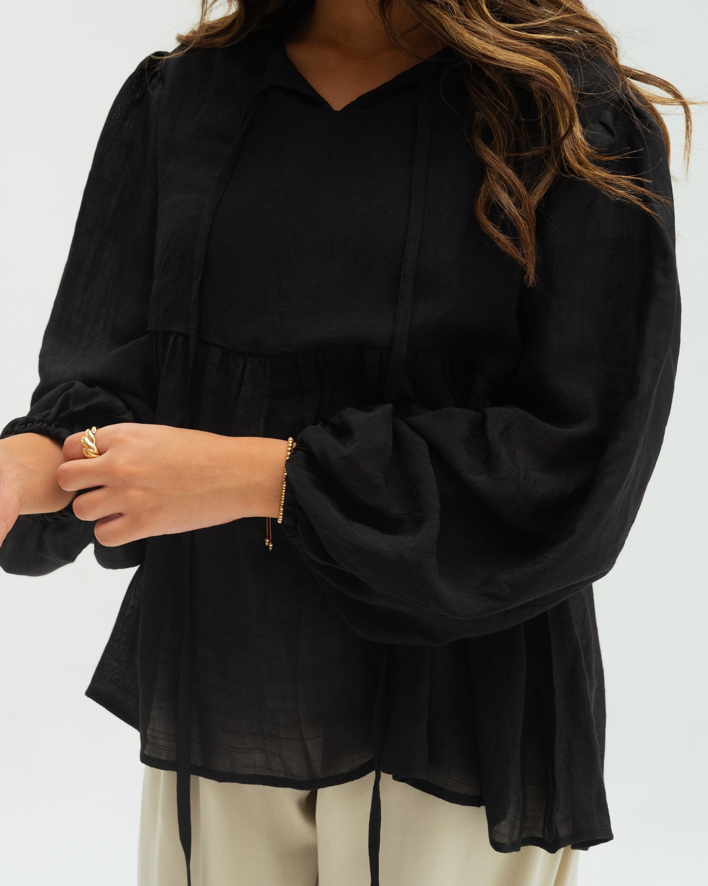 Black ruffles blouse