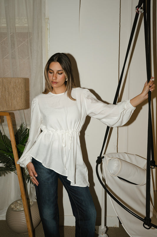 Off white Front tie Asymmetric Top