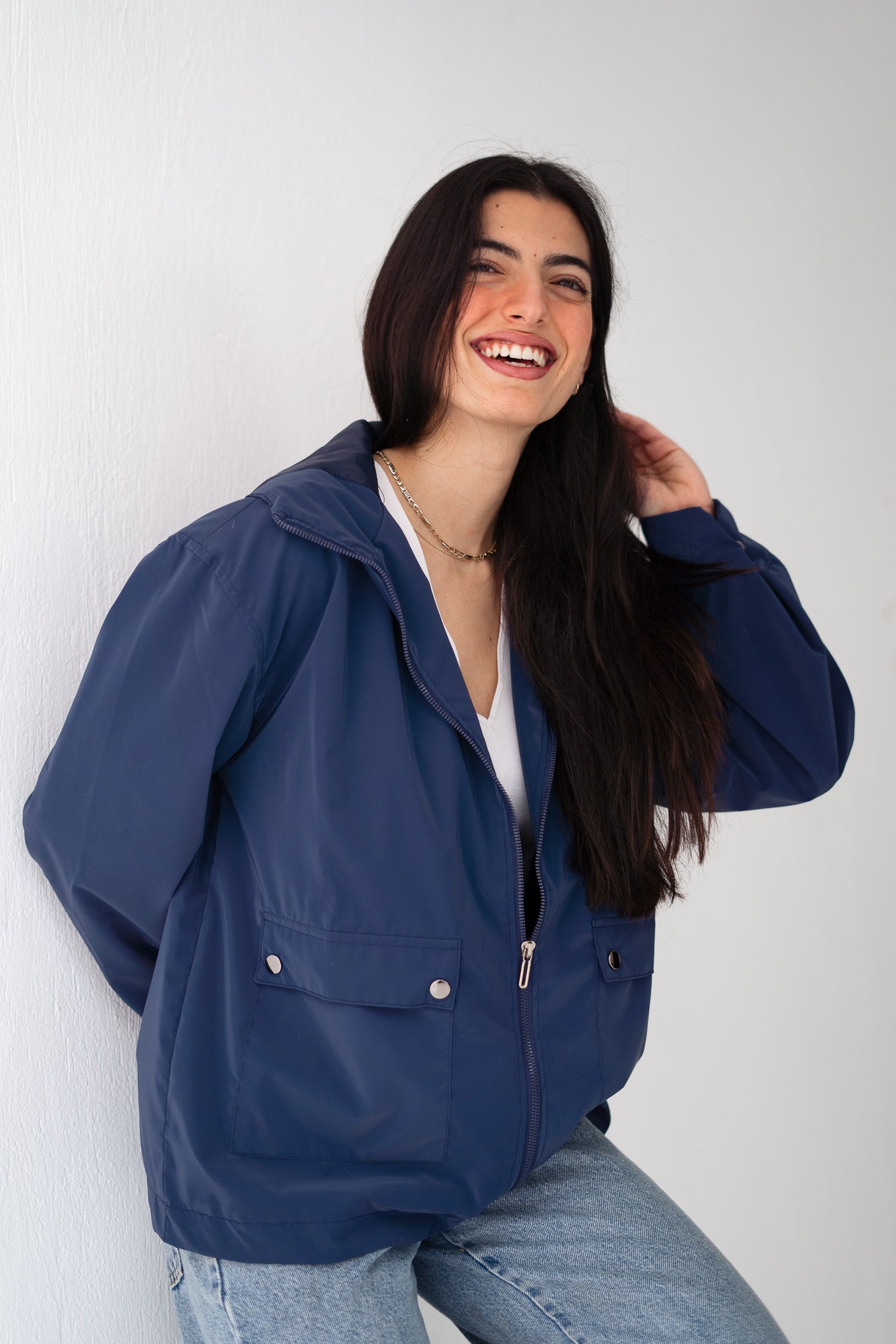 Navy Waterproof leather Jacket