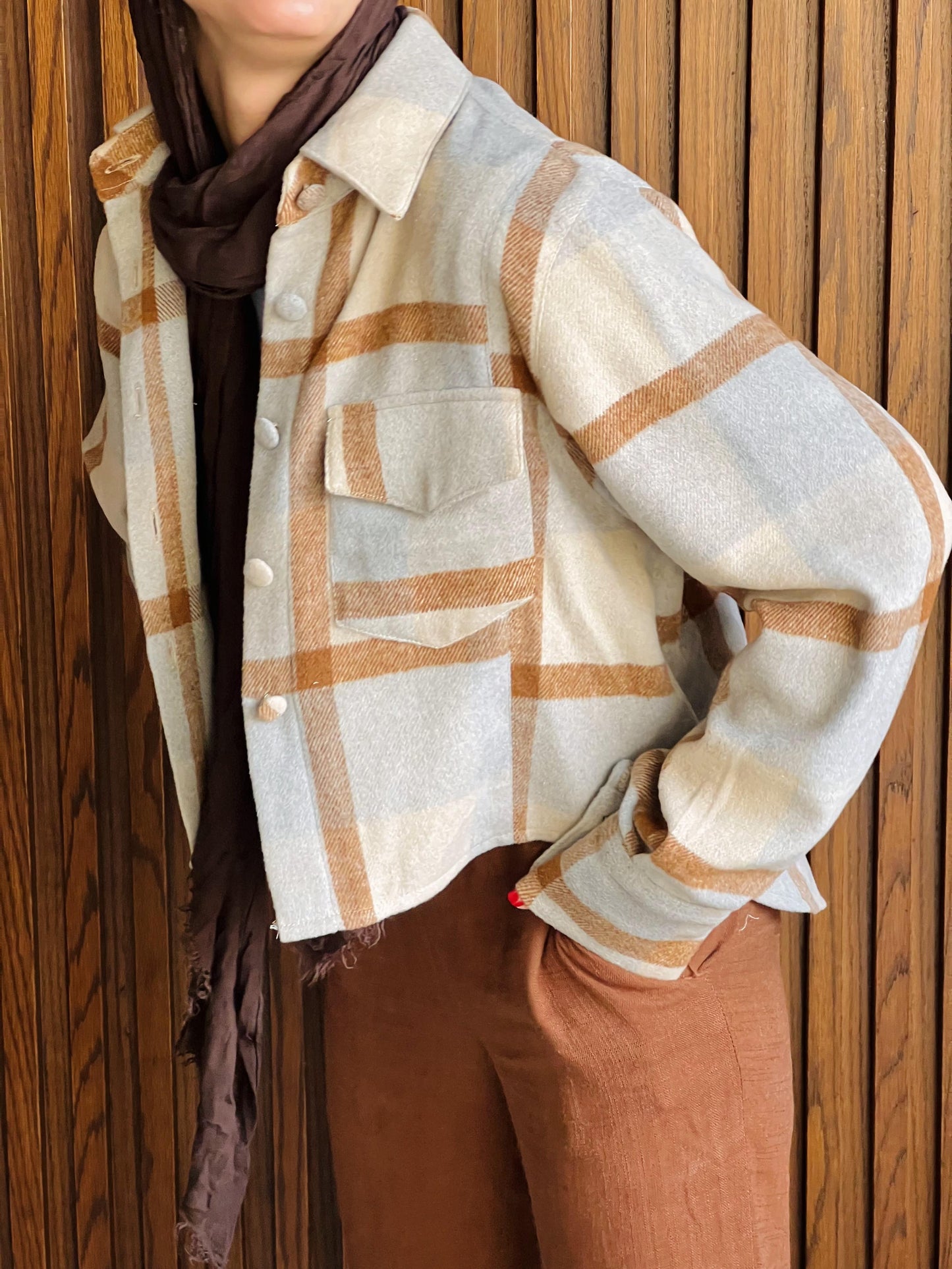 High-low Brown Plaid Shirt