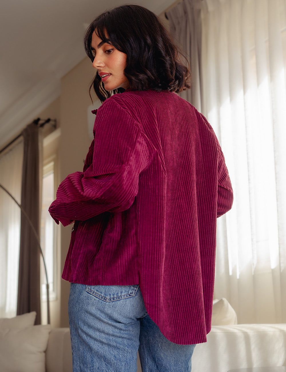 Burgandy City Girl Corduroy Jacket