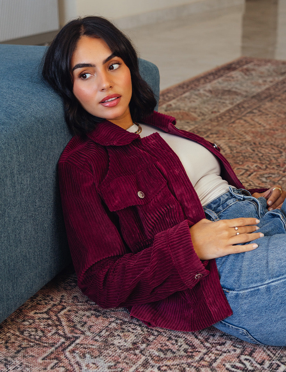 Burgandy City Girl Corduroy Jacket