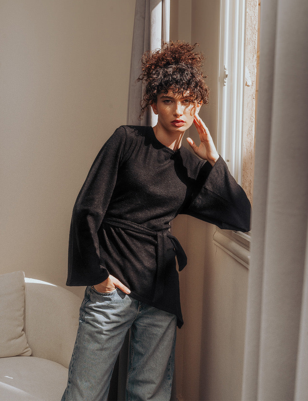 Black Asymmetric Allure Pullover