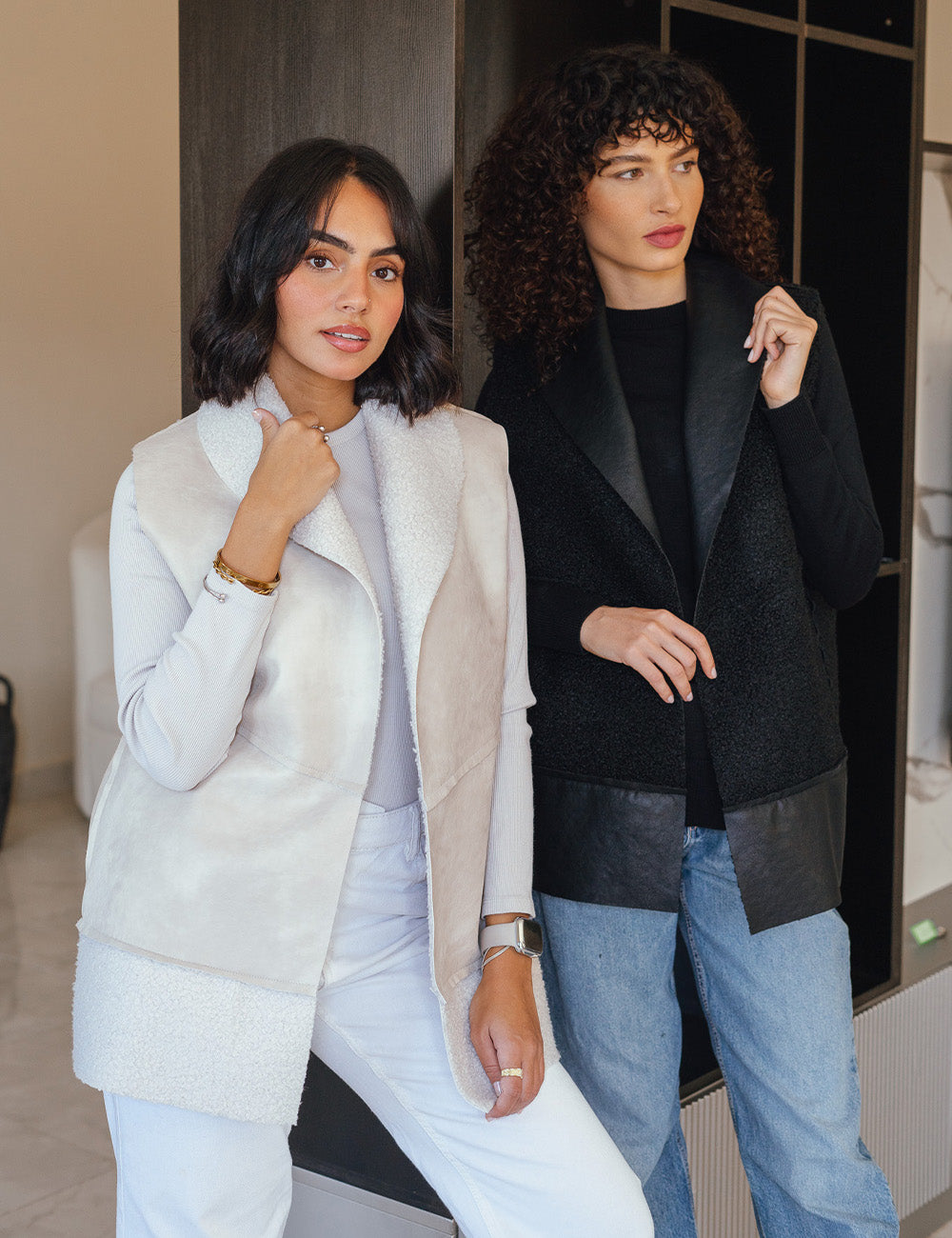 Beige Double Face Teddy Vest