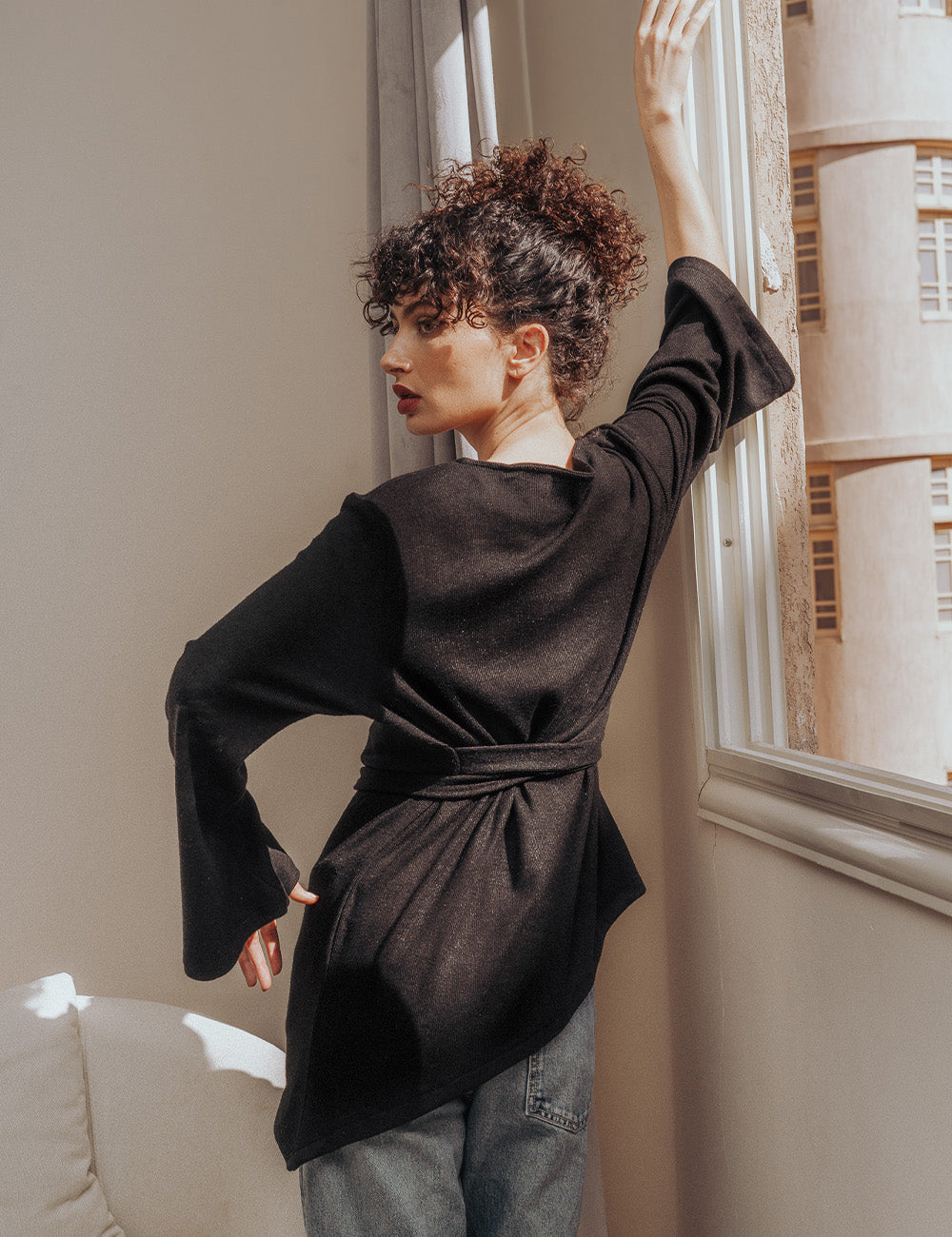 Black Asymmetric Allure Pullover