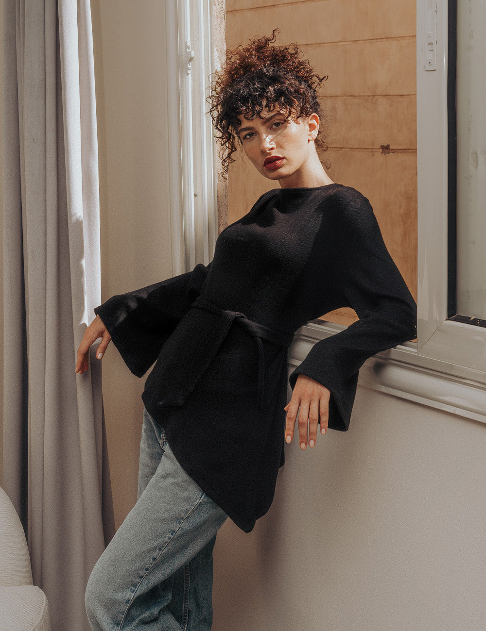 Black Asymmetric Allure Pullover