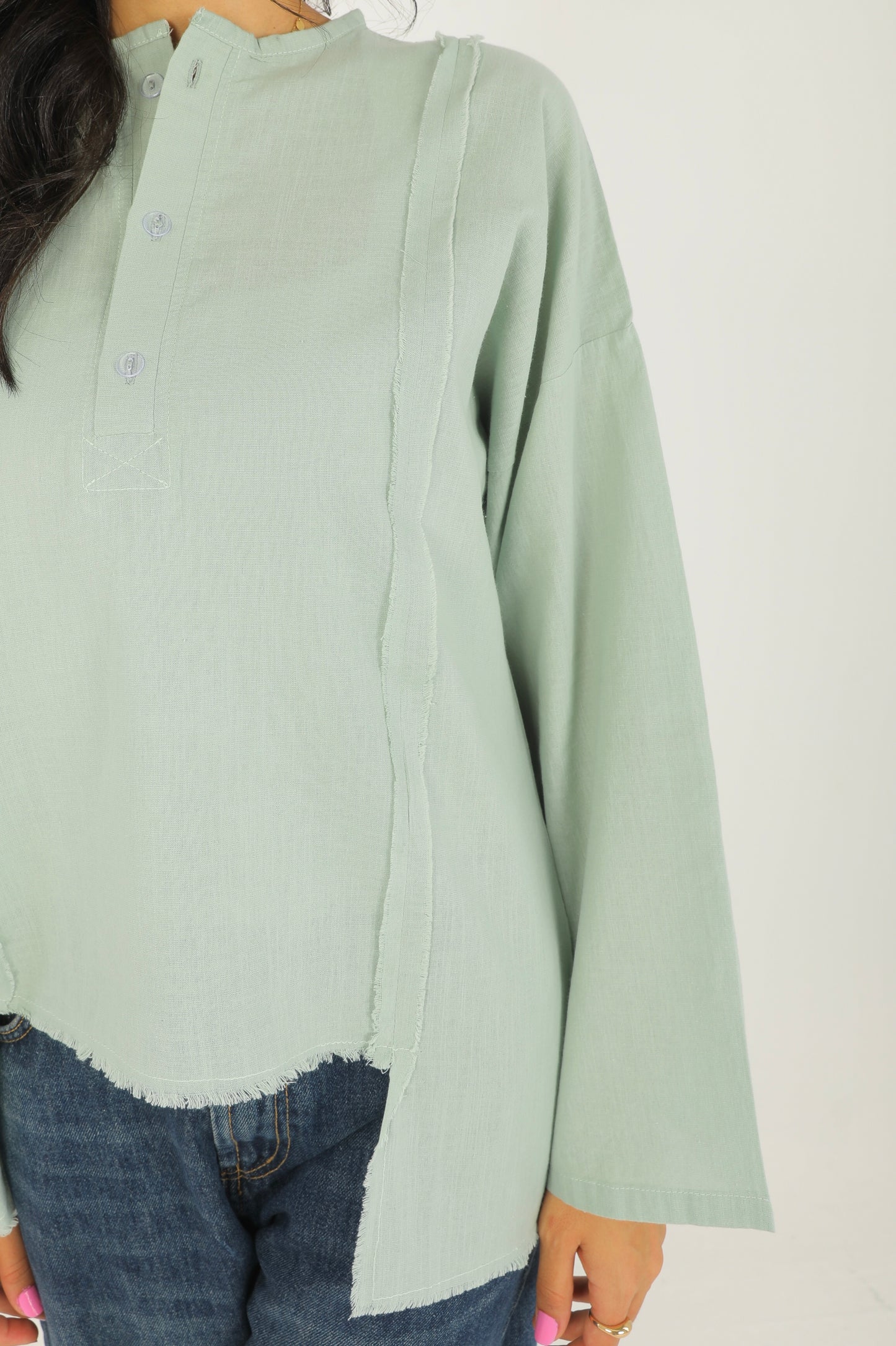 Boho Mint Linen top
