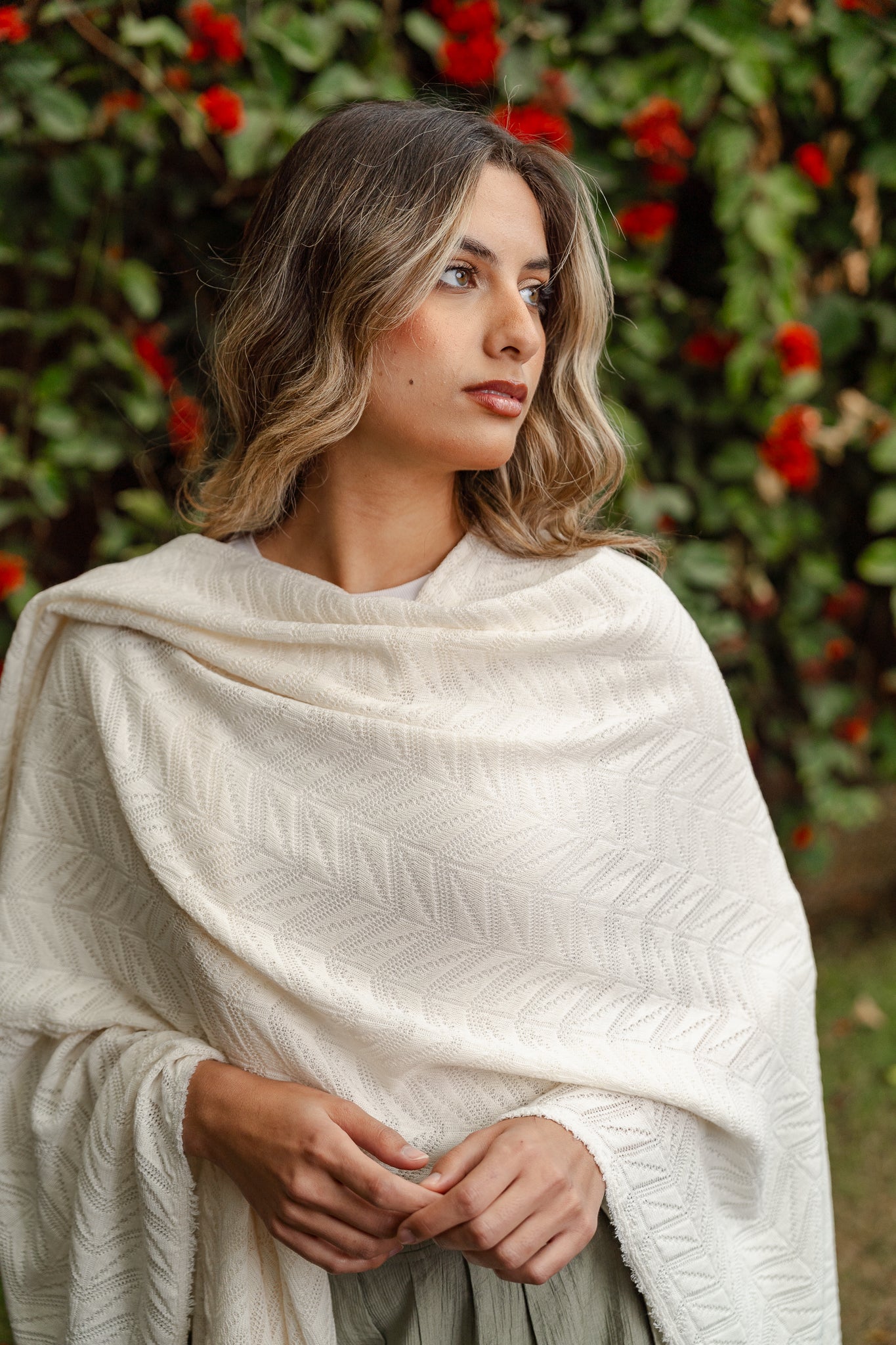 Off white Cardigan shawl