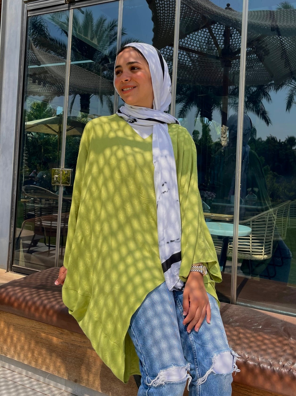 High-low Linen Top - Green