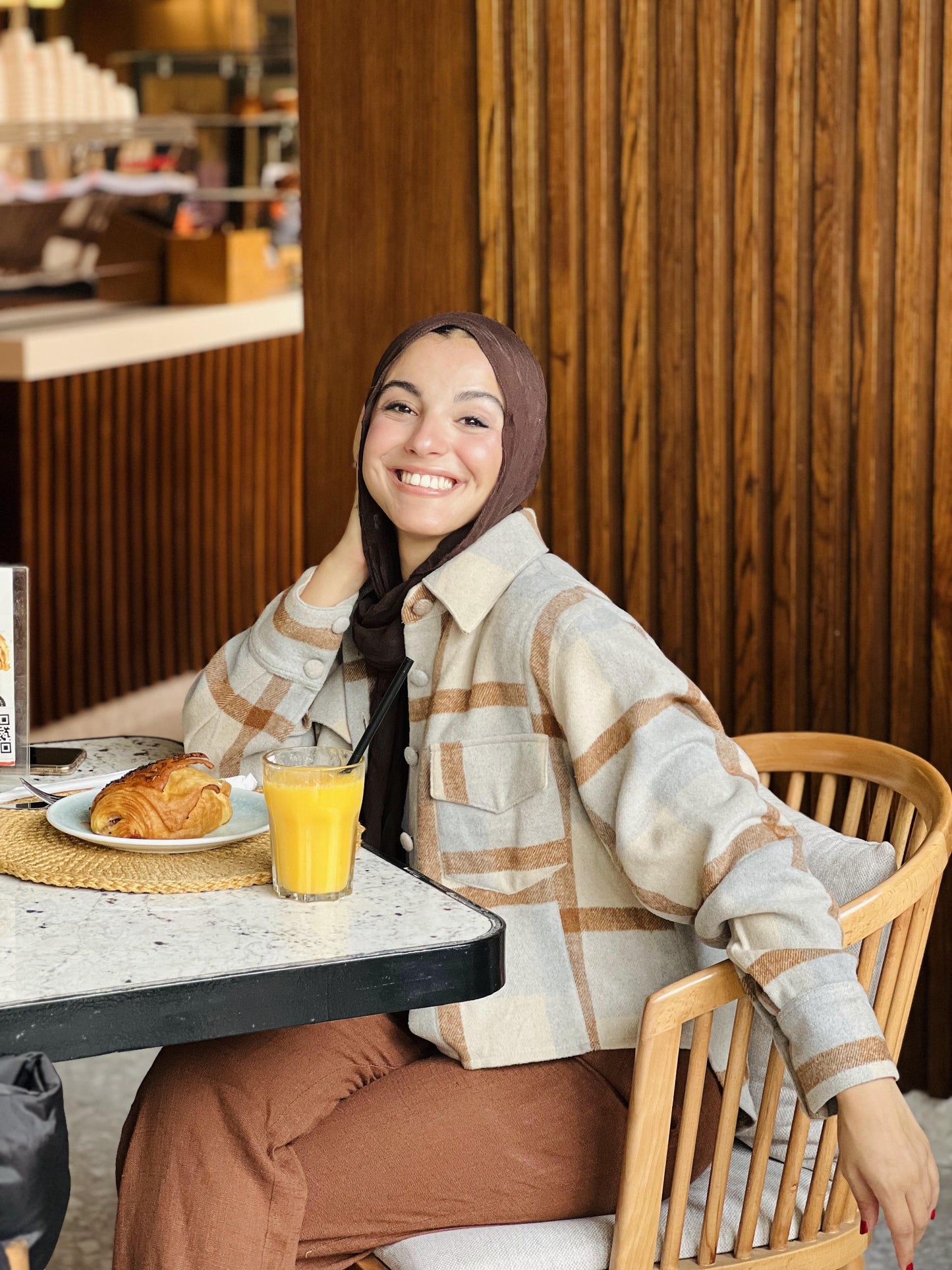 High-low Brown Plaid Shirt