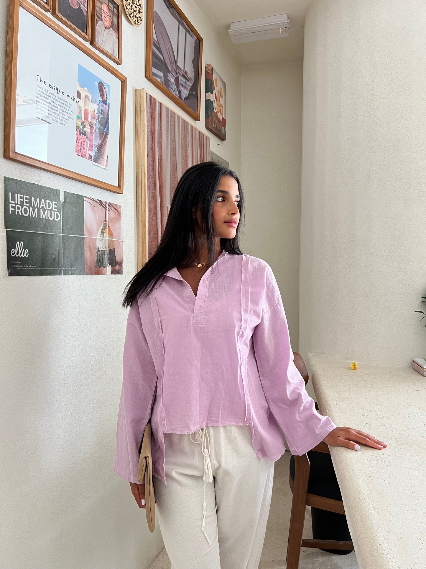 Boho Lilac Linen top