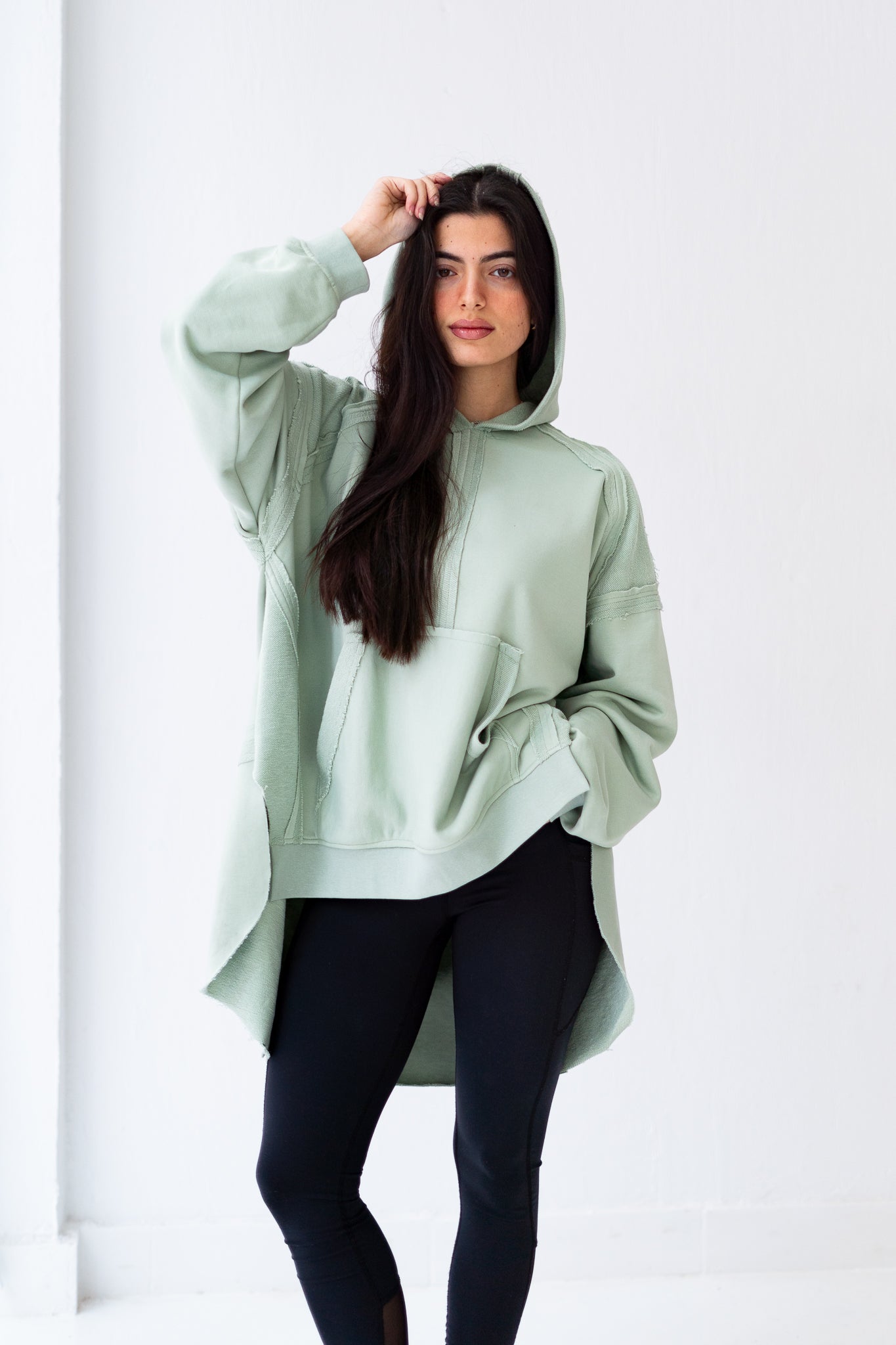 High-low summer hoodie in Mint
