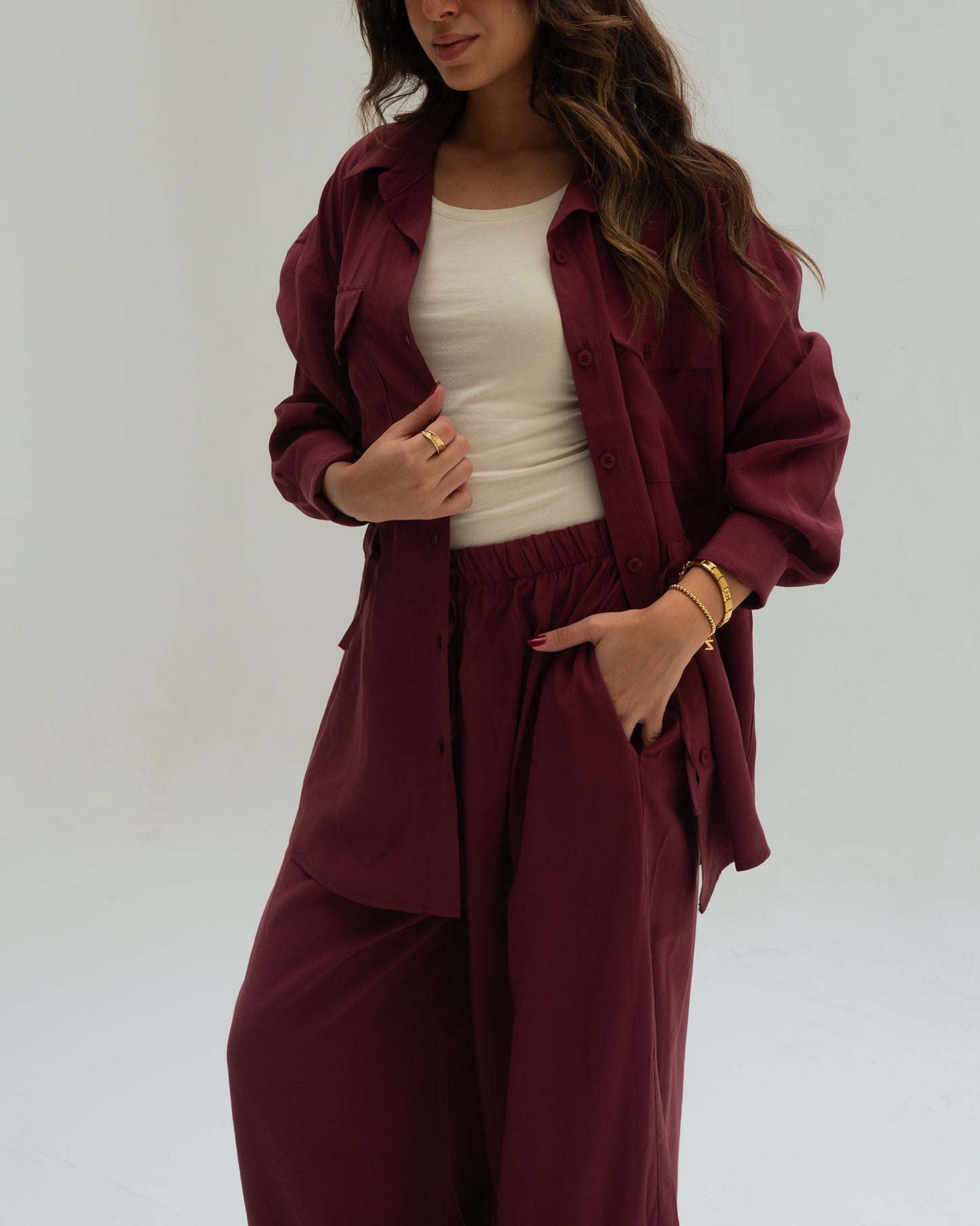Burgundy Shirt set