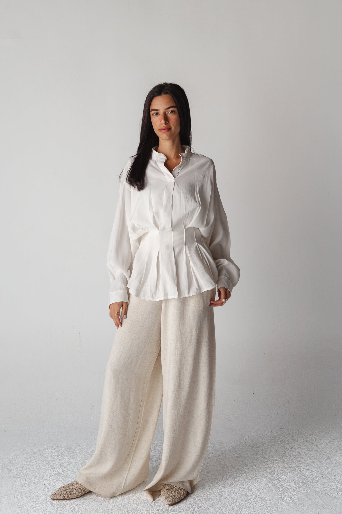 Leen Peplum White Blouse