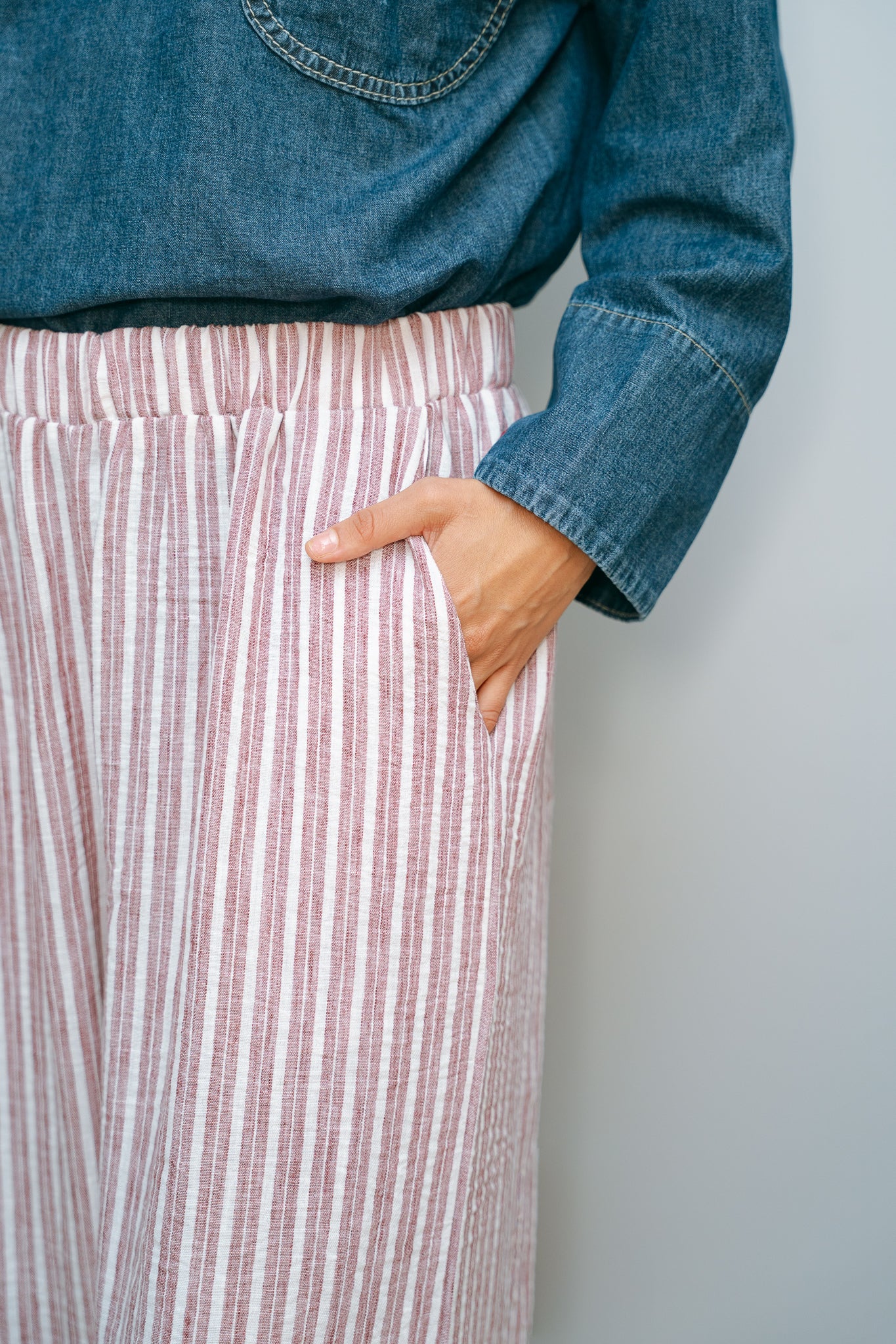 Ballon burgundy stripes pants