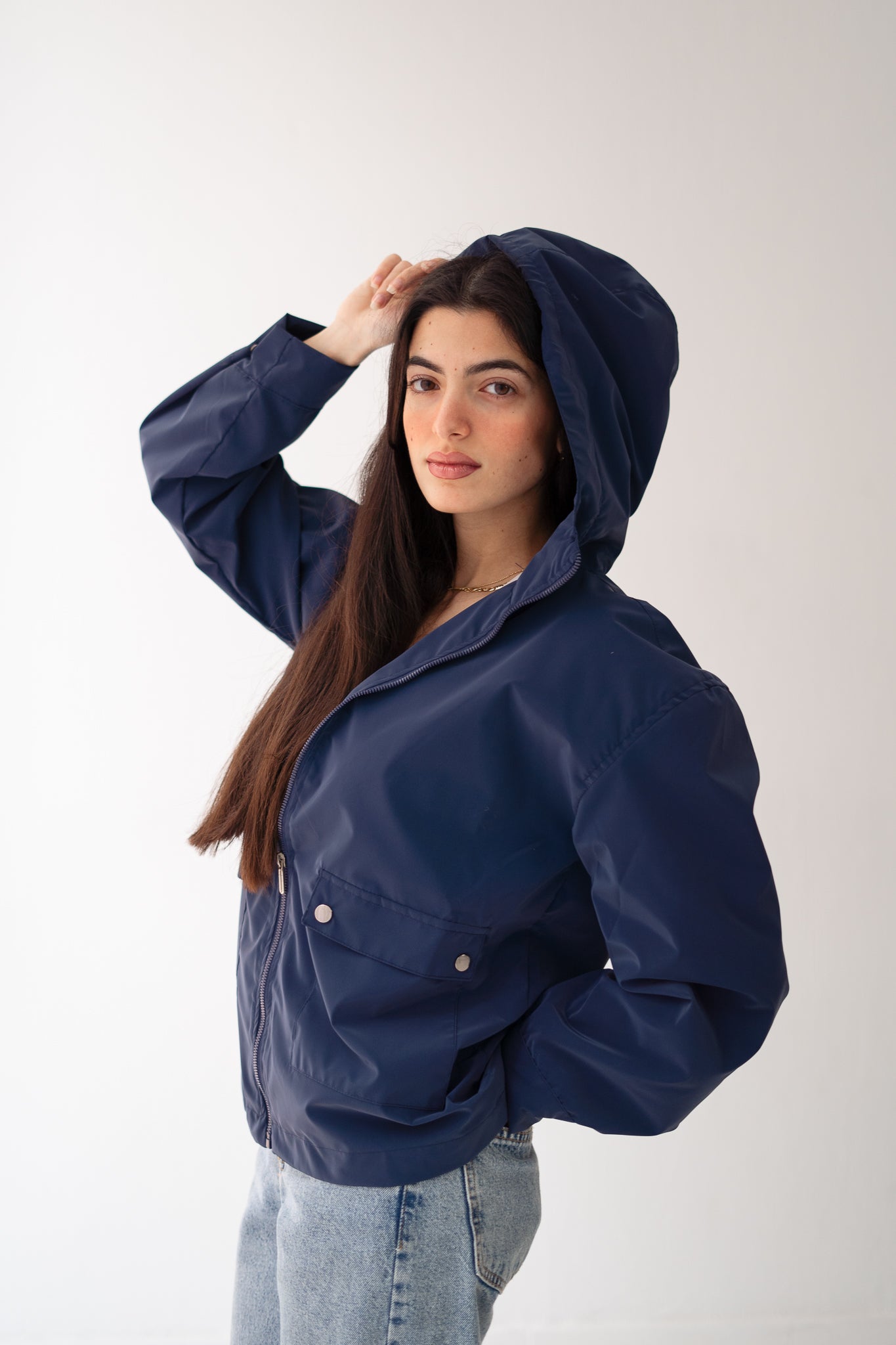 Navy Waterproof leather Jacket