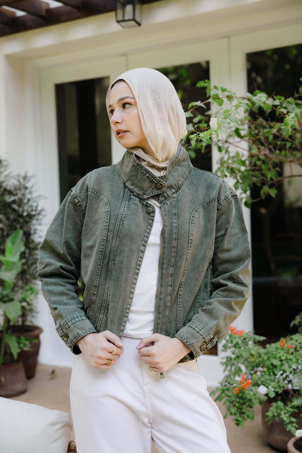 Halo Washed Olive Denim Jacket