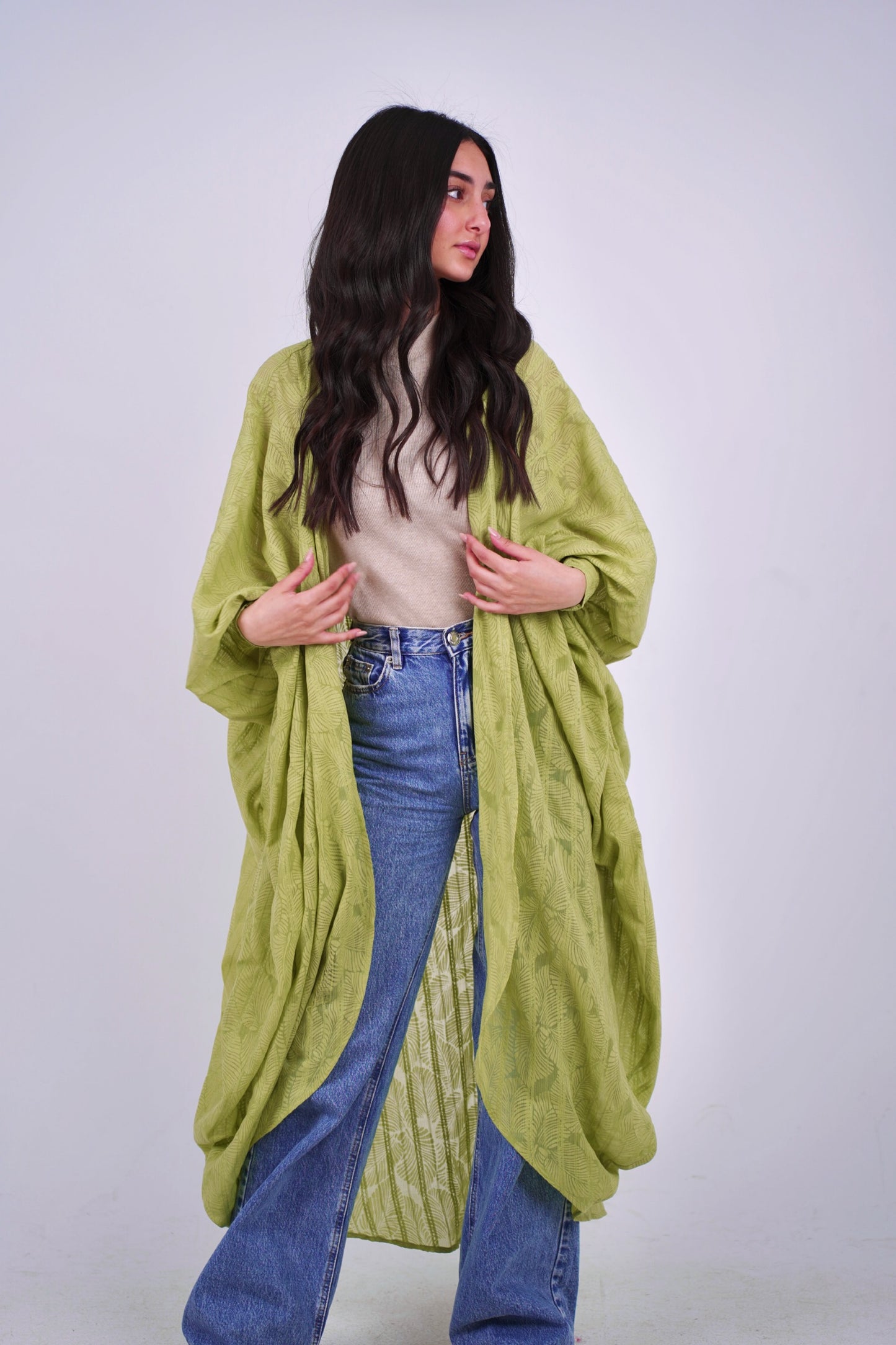 Limon Green Flora Kimono