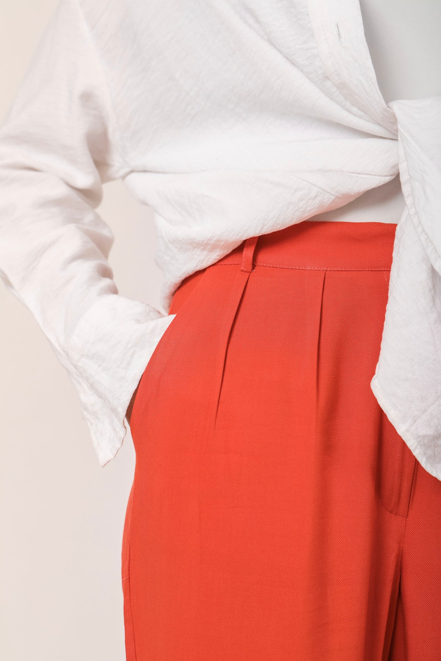 Linen High-waisted Orange Pants