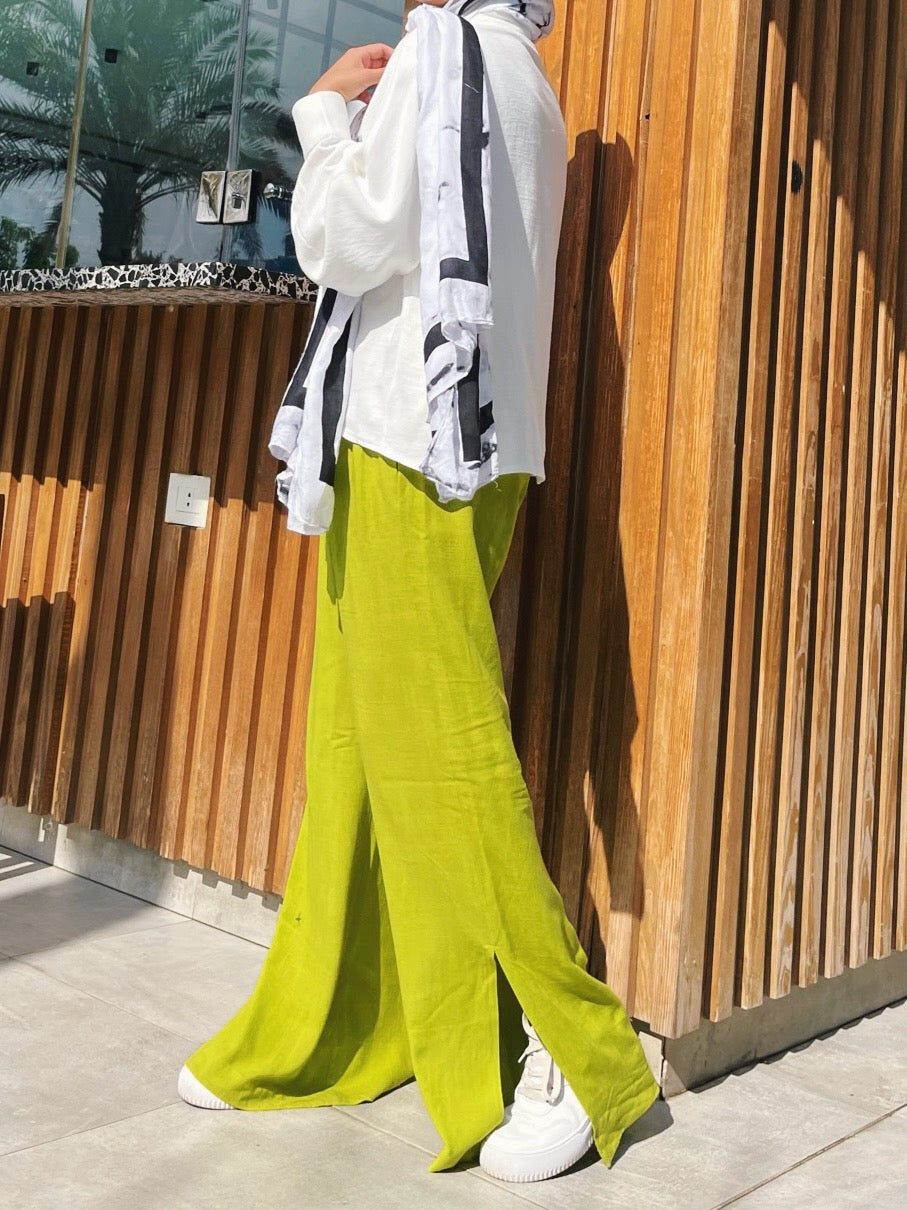 Limon Green Linen Pants