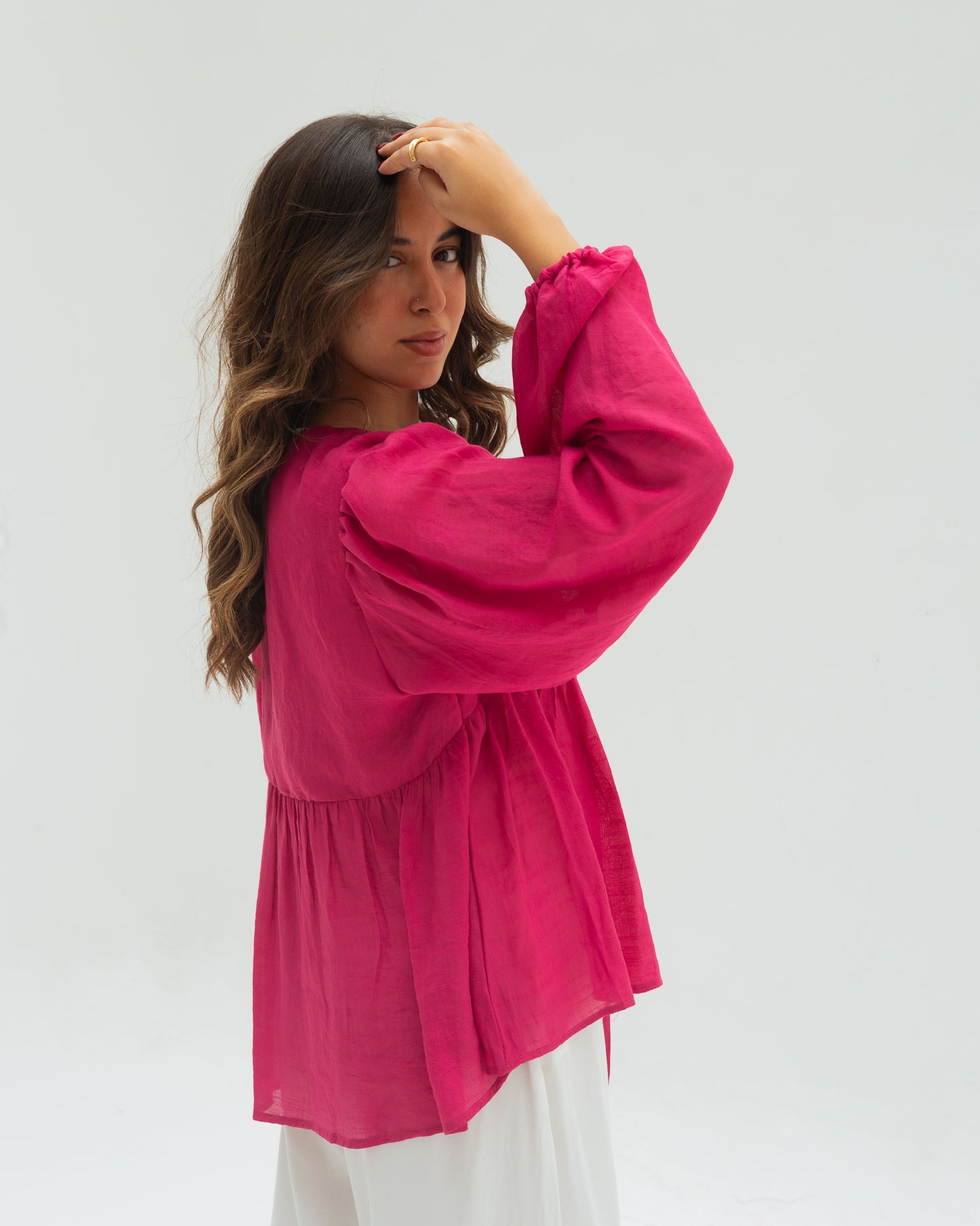 Fuchsia ruffles blouse