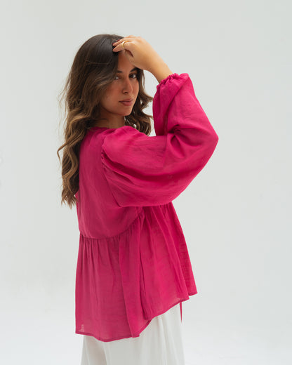 Fuchsia ruffles blouse
