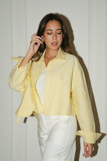 Butter yellow cropped oxford shirt